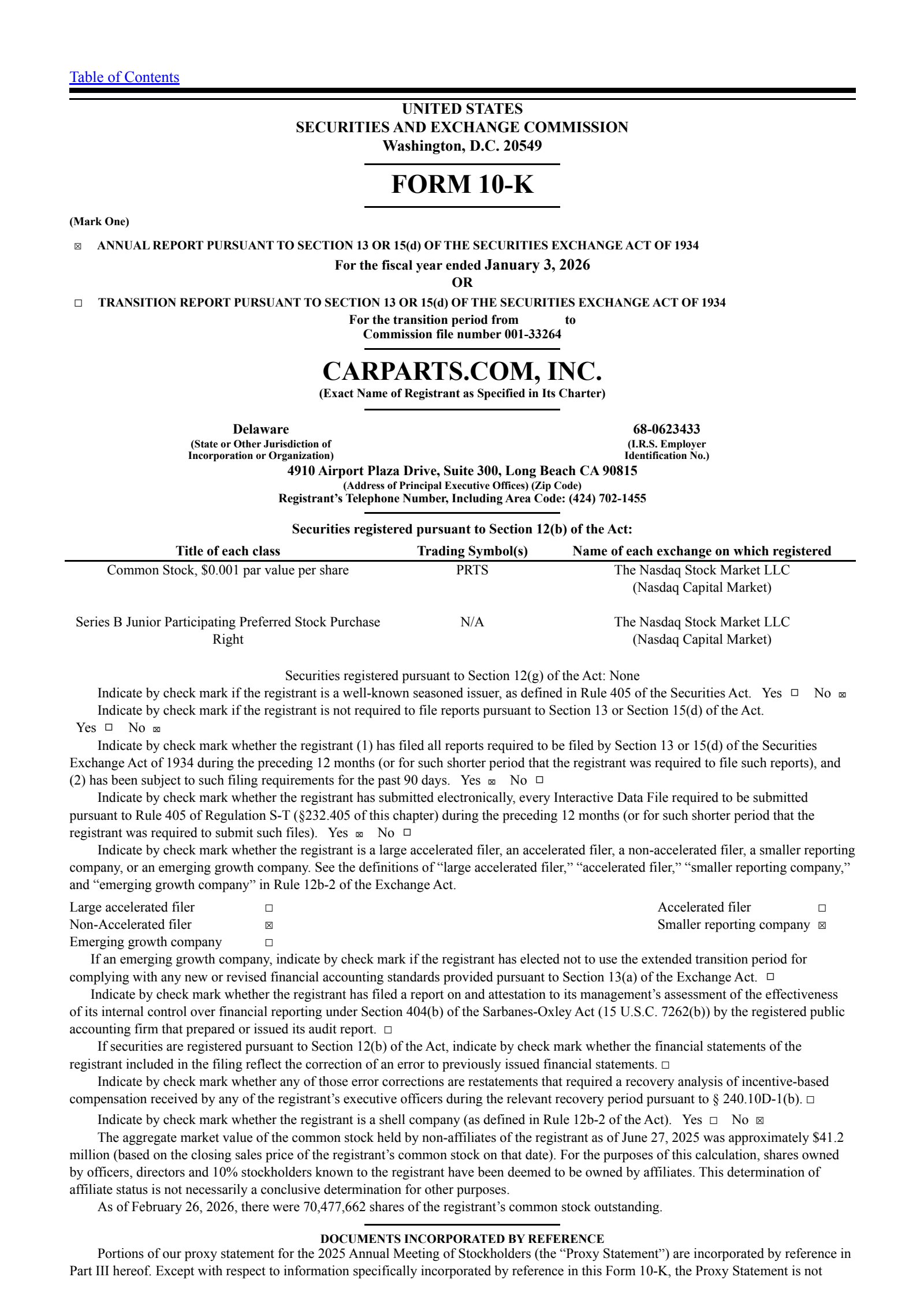CarParts.com's Q4 2025 Annual report