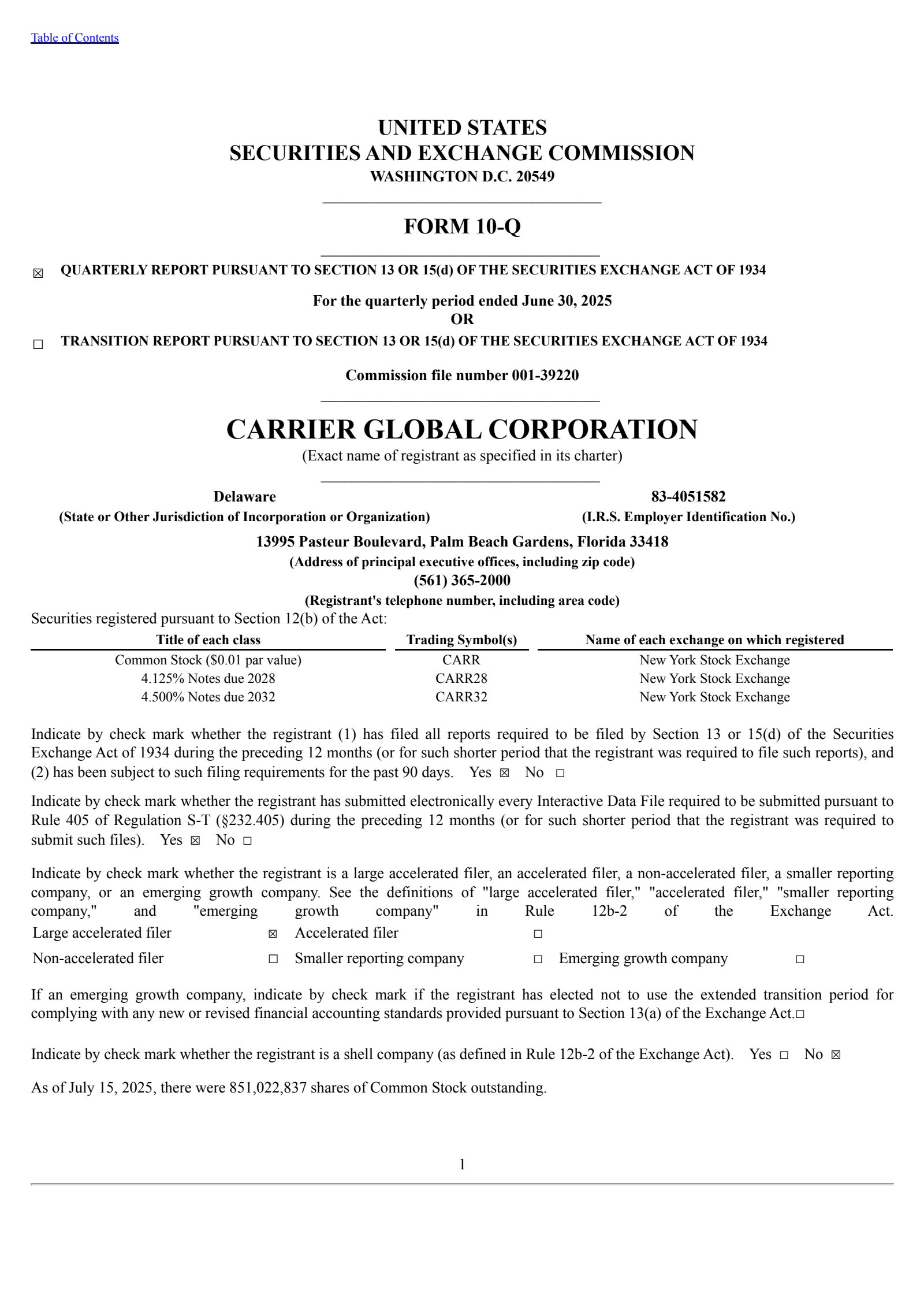 Carrier Global's Q2 2025 Quarterly report