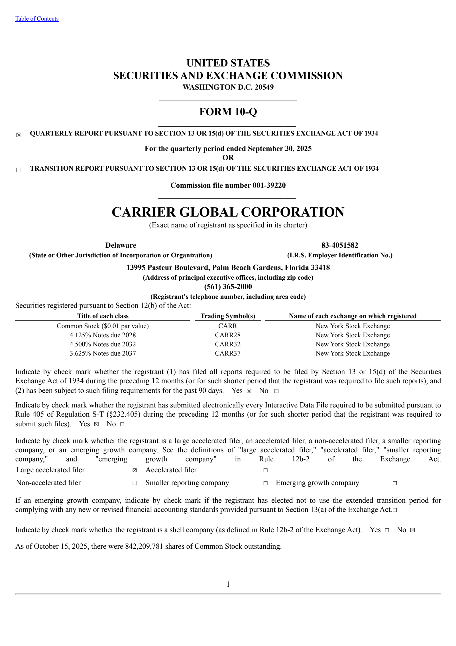 Carrier Global's Q3 2025 Quarterly Report