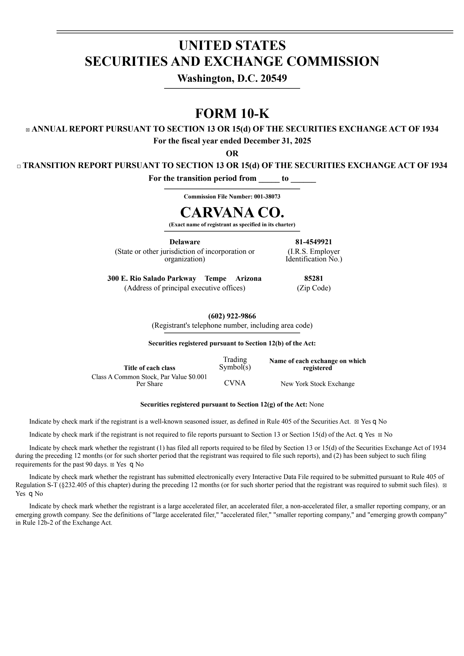 Carvana's Q4 2025 Annual report