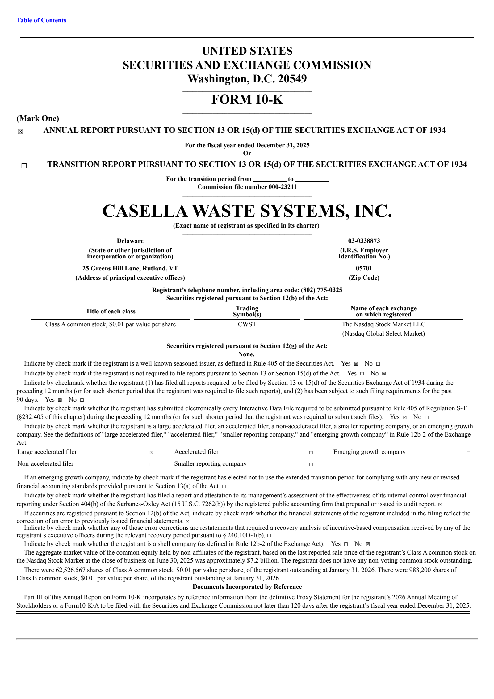 Casella Waste Systems' Q4 2025 Annual report