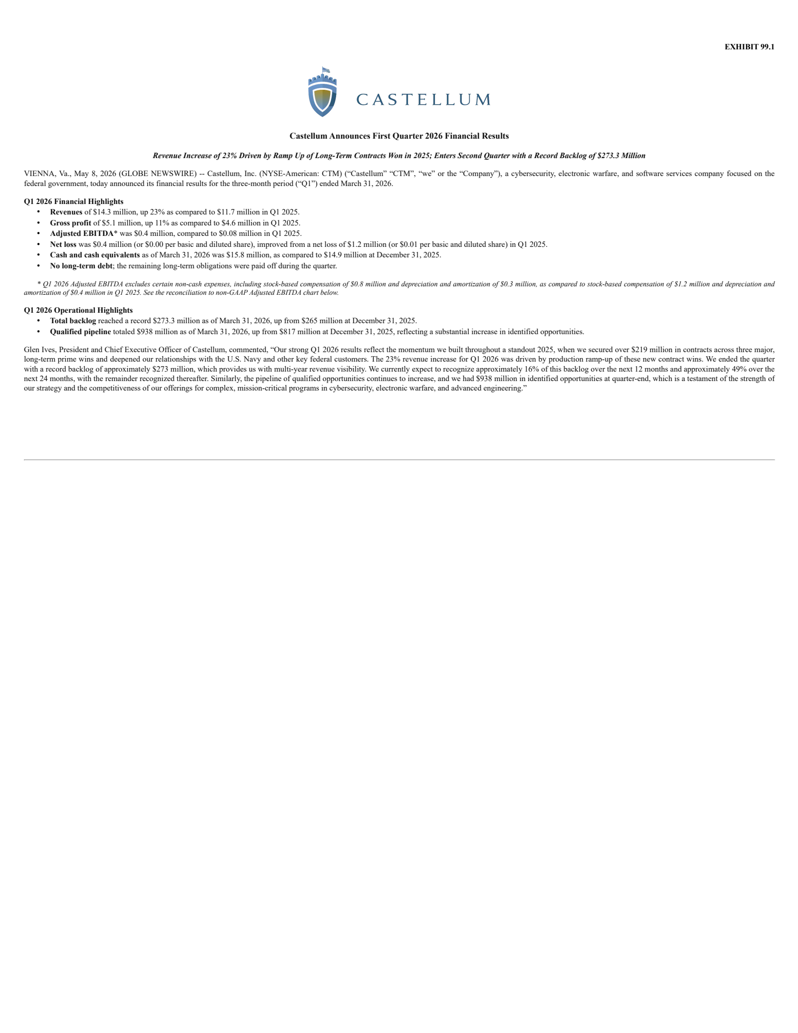 Castellum's Q1 2026 Press Release