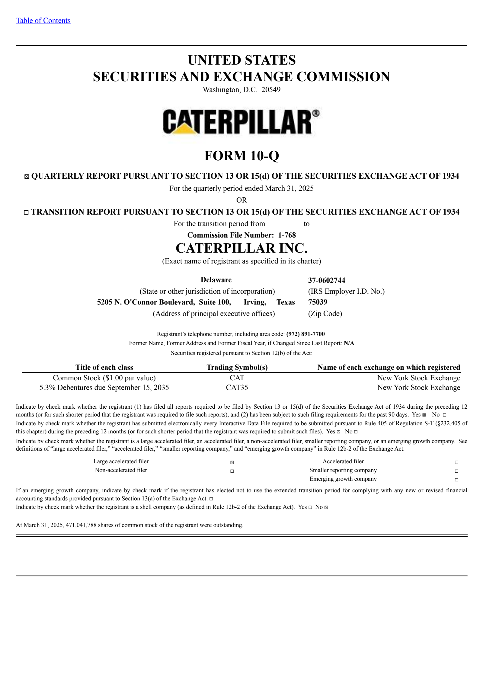 Caterpillar's Q1 2025 Quarterly report
