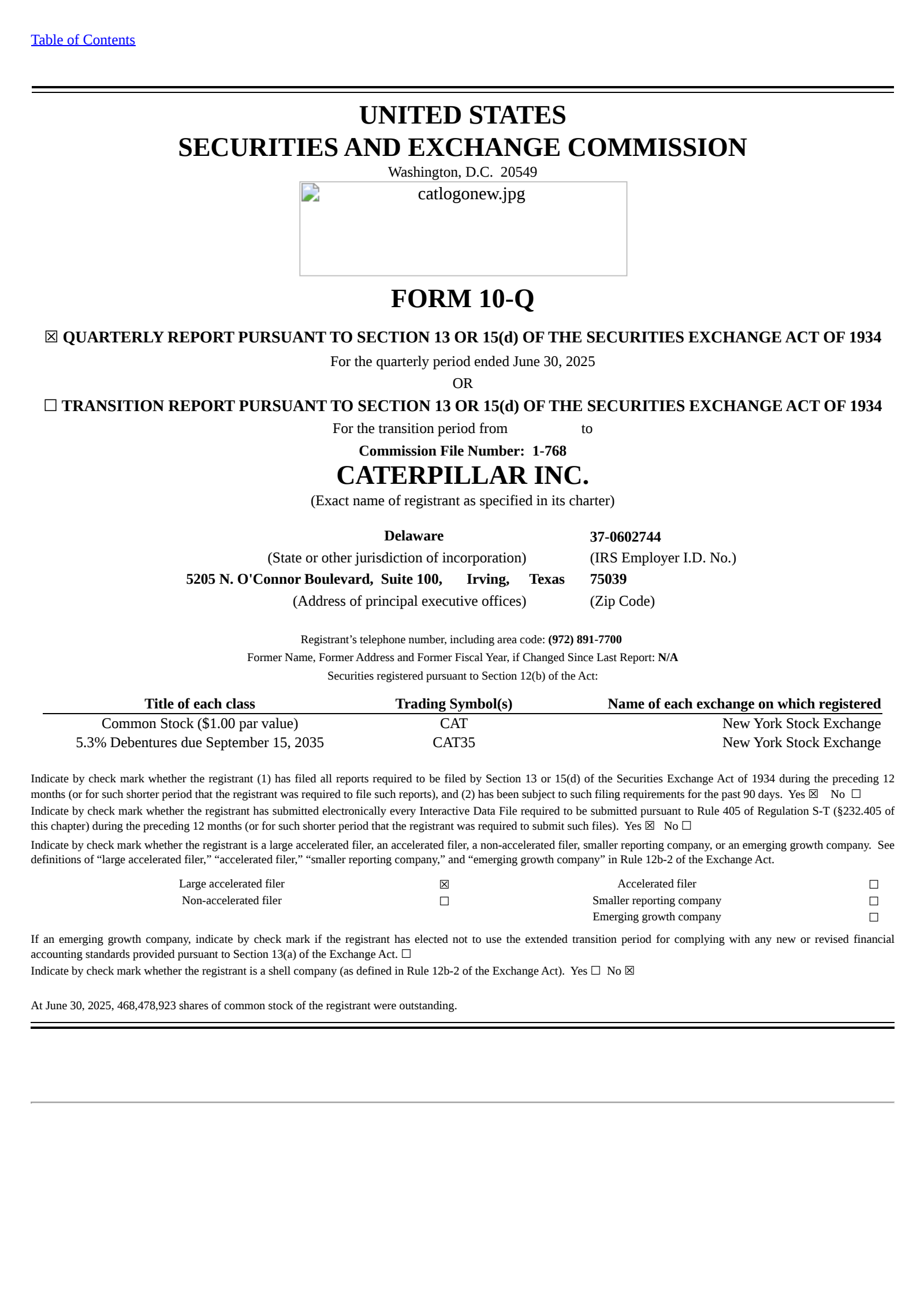 Caterpillar's Q2 2025 Quarterly report
