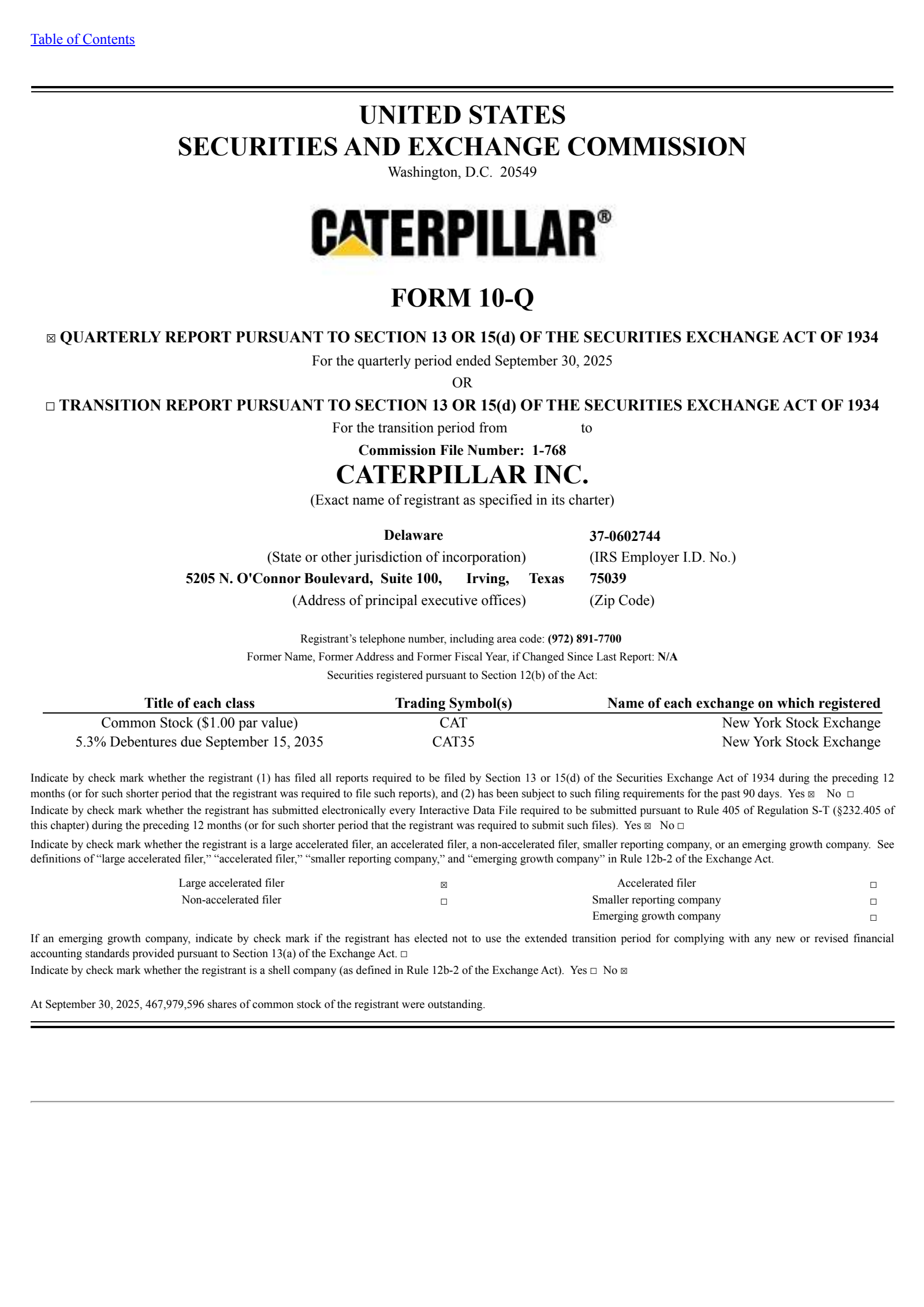 Caterpillar's Q3 2025 Quarterly Report