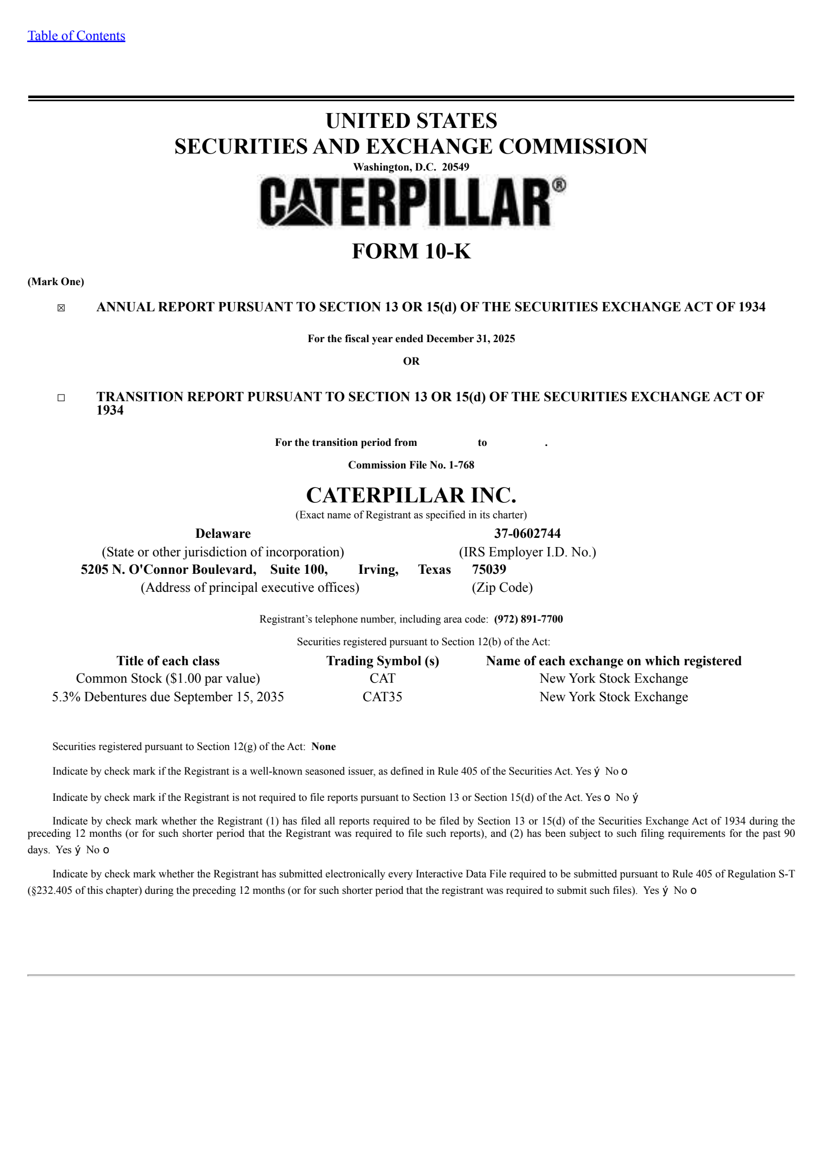 Caterpillar's Q4 2025 Annual report