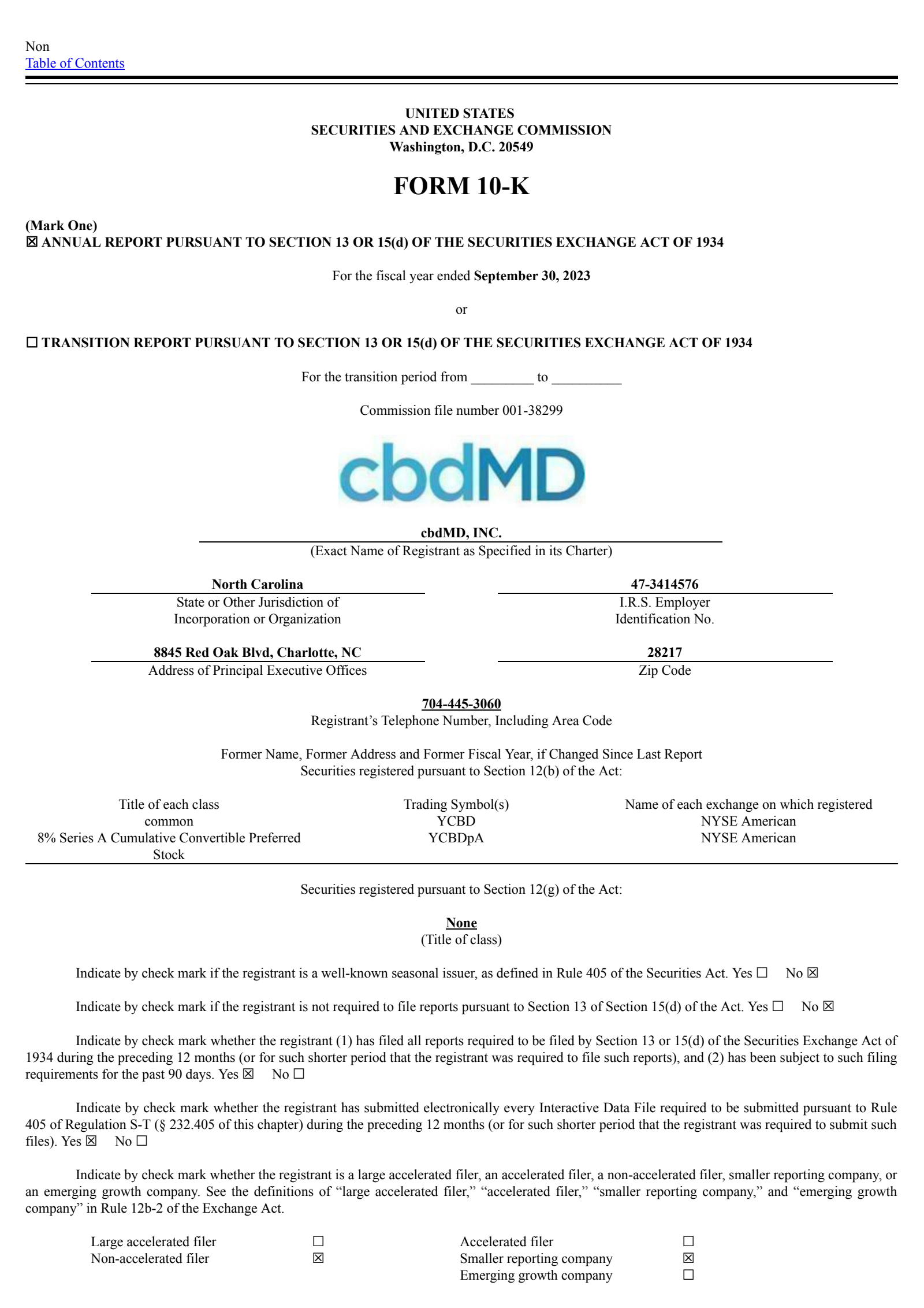 cbdMD's Q4 2023 Press Release