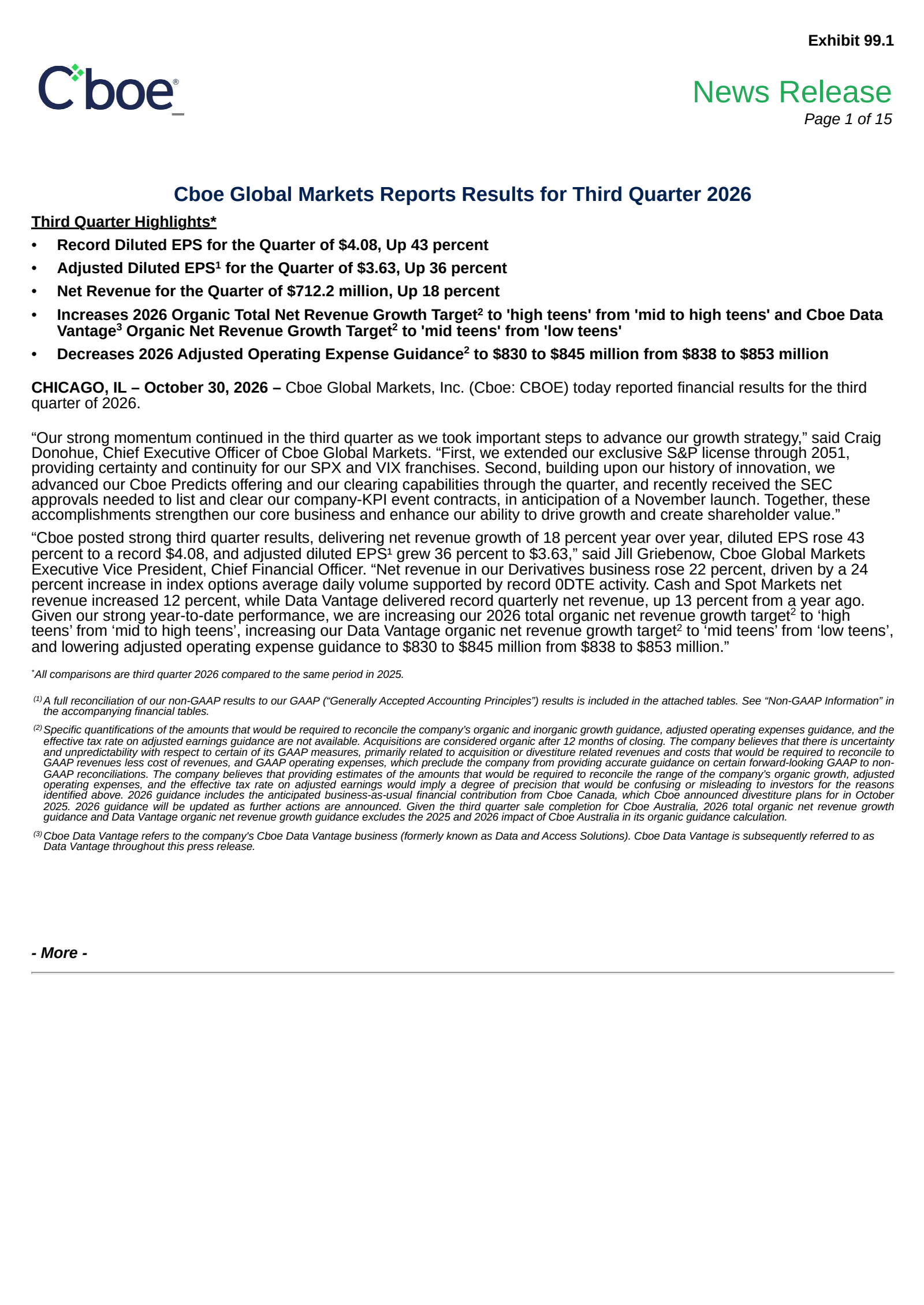 Cboe Global Markets' Q3 2026 Press Release