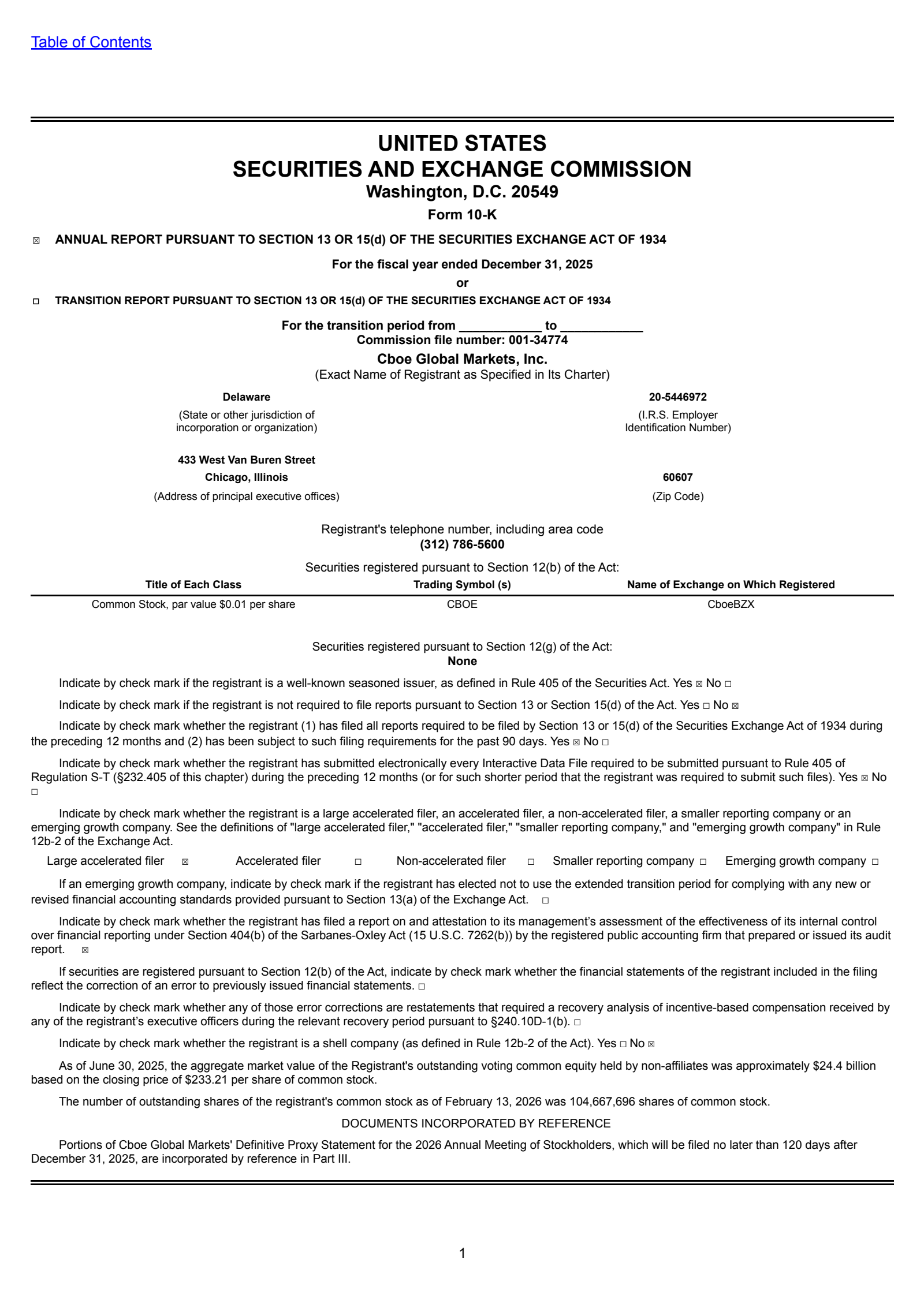 Cboe Global Markets' Q4 2025 Annual report