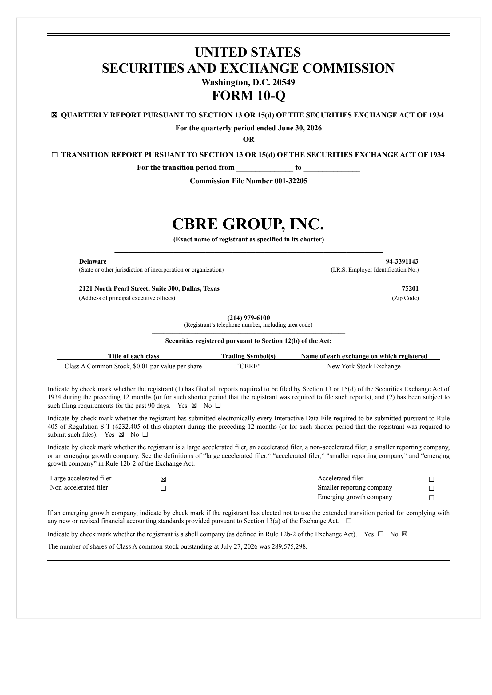 CBRE Group's Q2 2026 Quarterly report