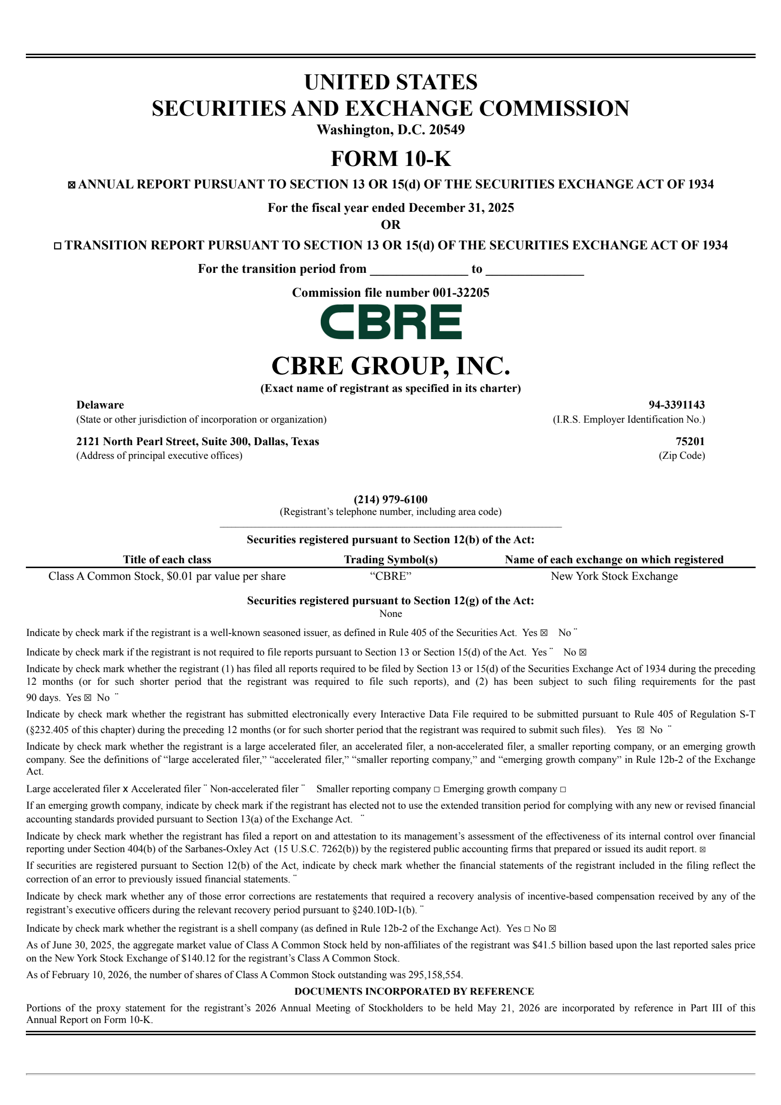 CBRE Group's Q4 2025 Annual report