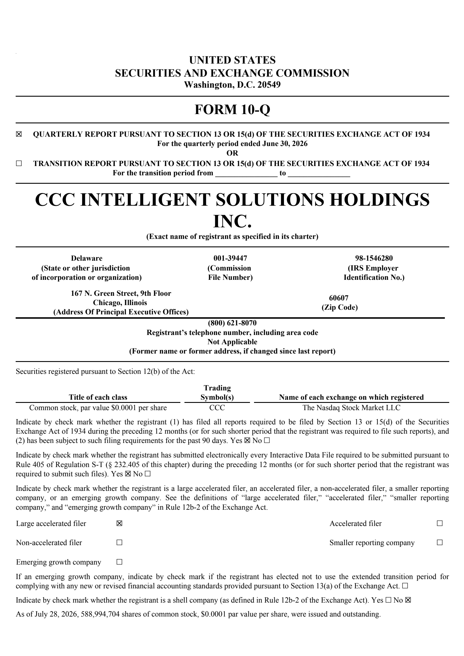 CCC Intelligent Solutions Holdings Inc. Common Stock's Q2 2026 Quarterly report