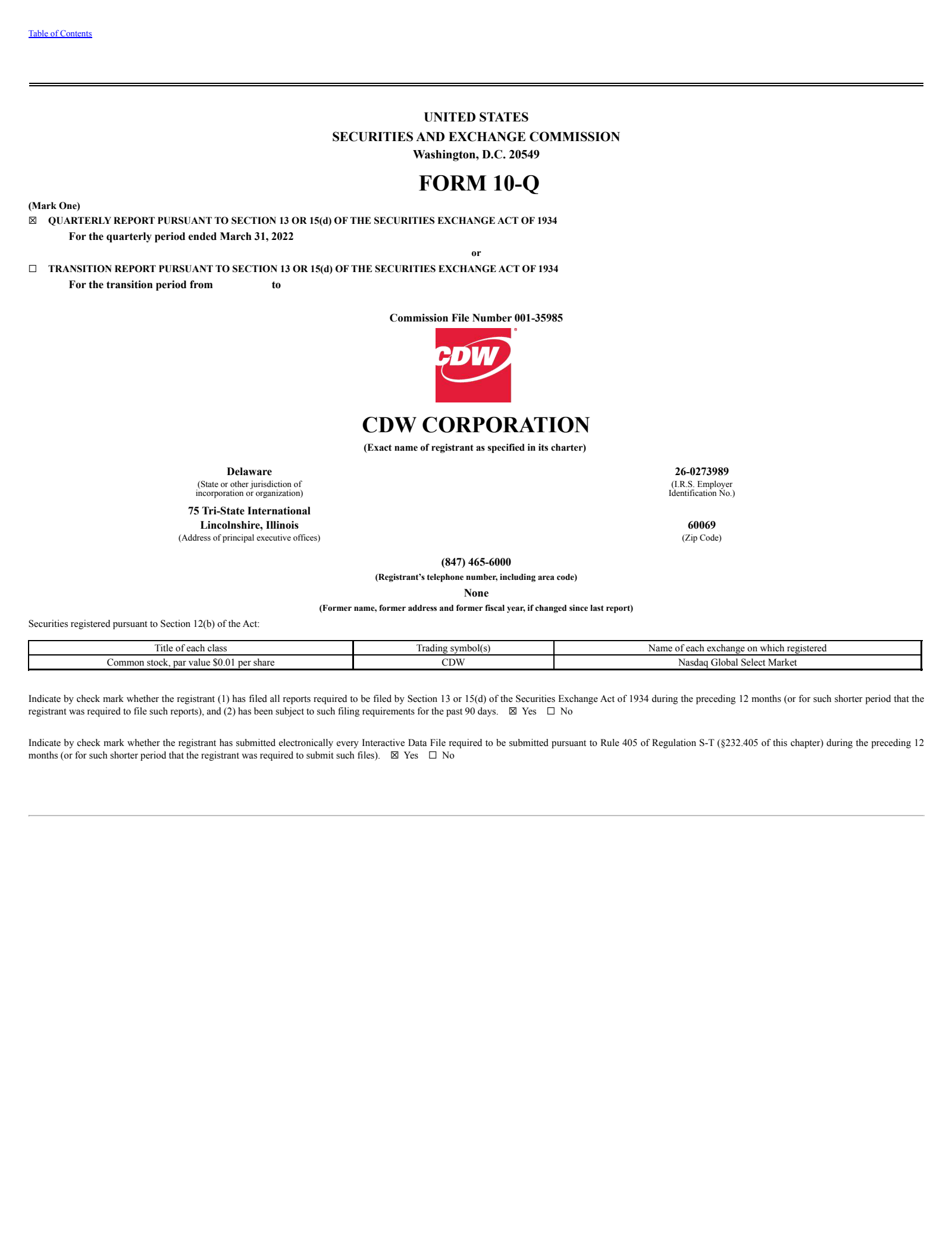 CDW's Q1 2022 Quarterly Report