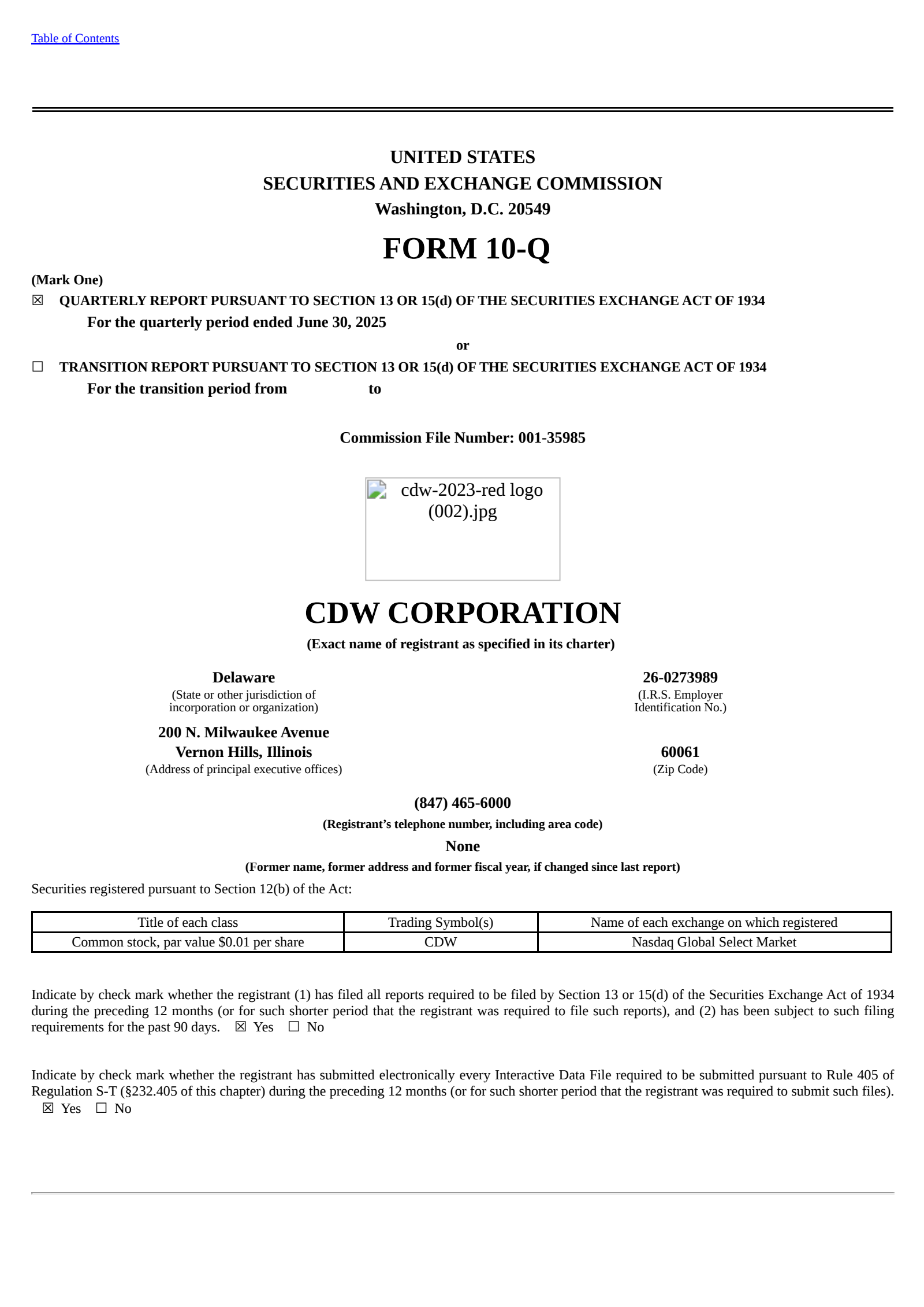 CDW's Q2 2025 Quarterly report