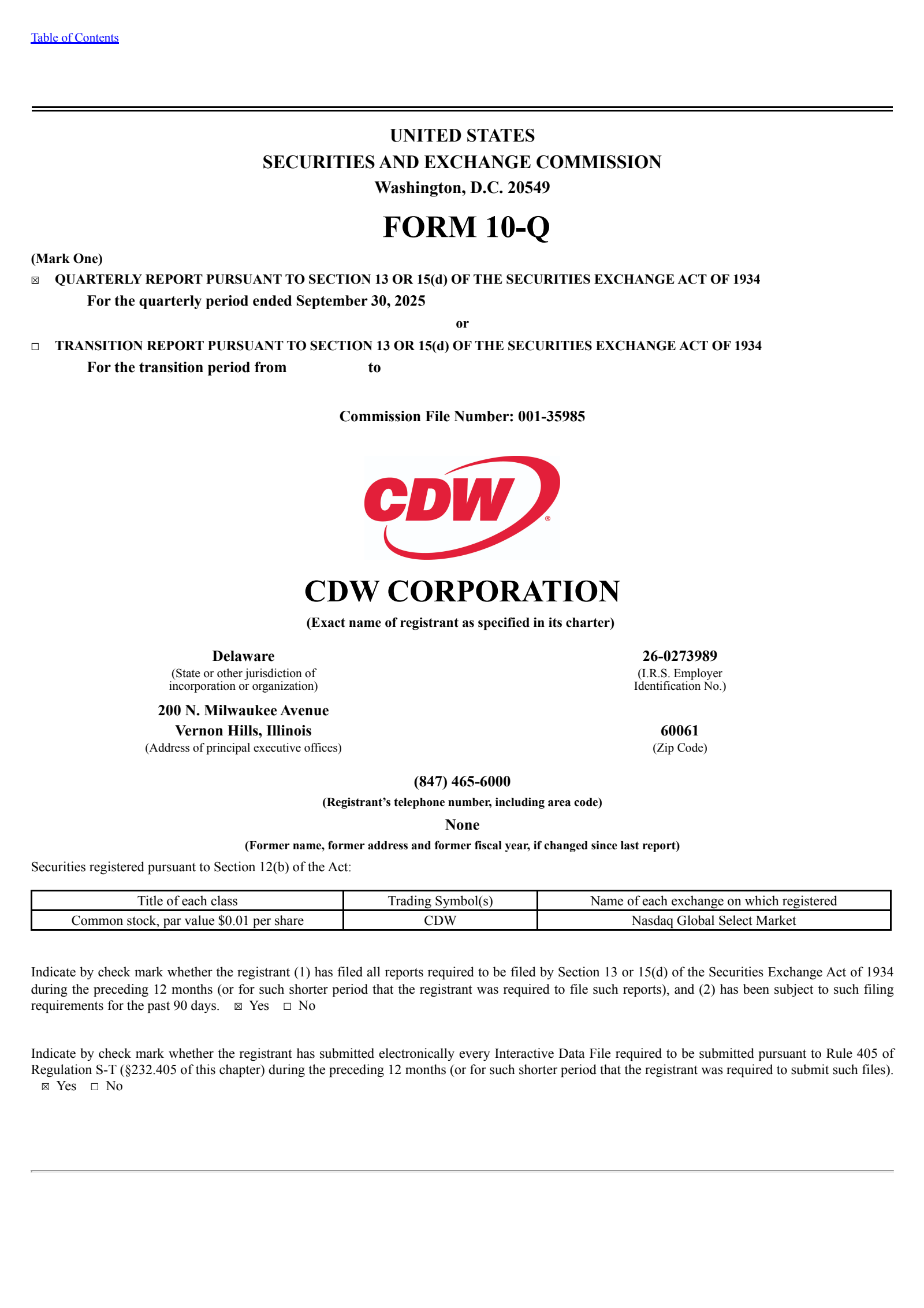 CDW's Q3 2025 Quarterly Report