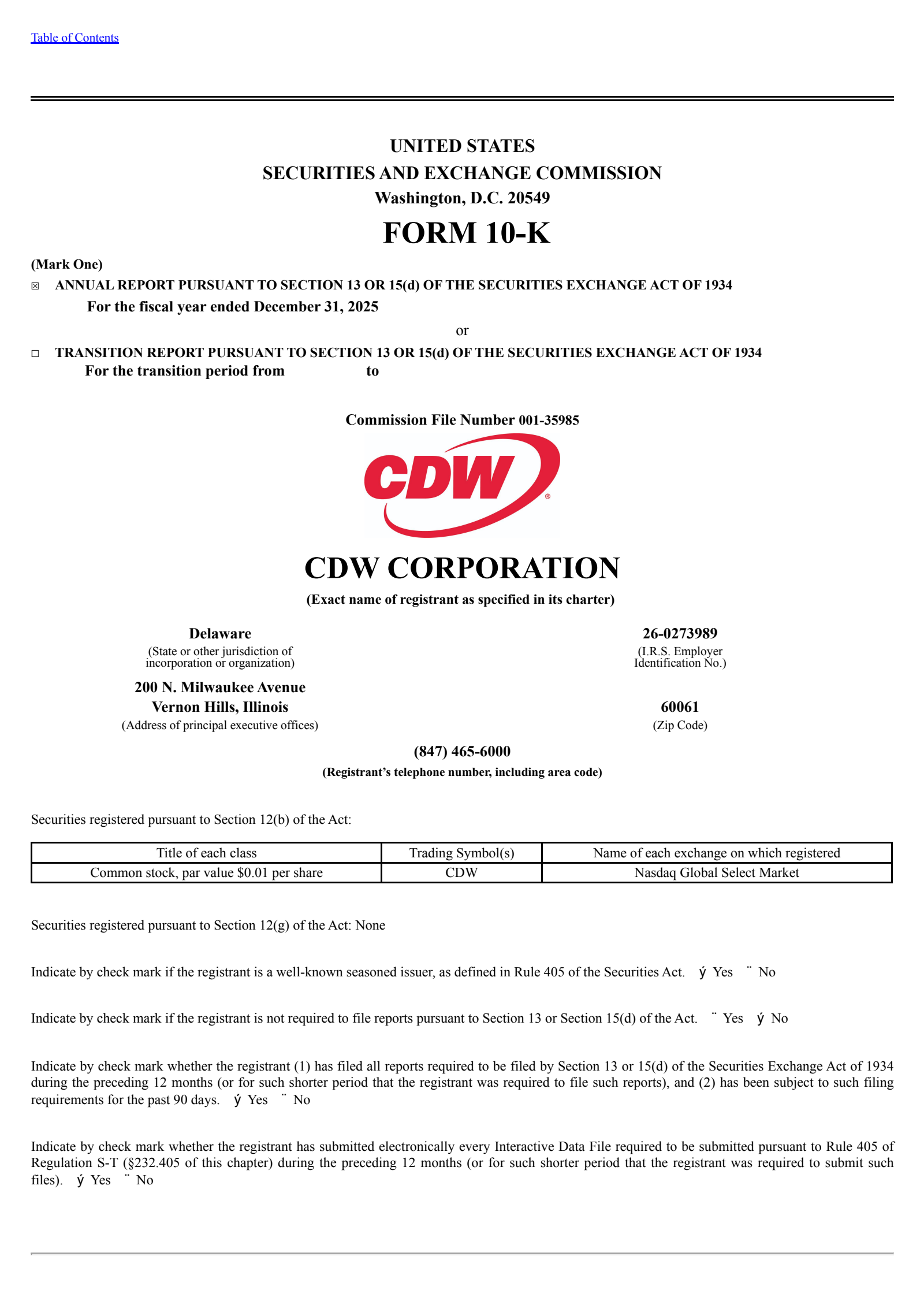 CDW's Q4 2025 Annual report