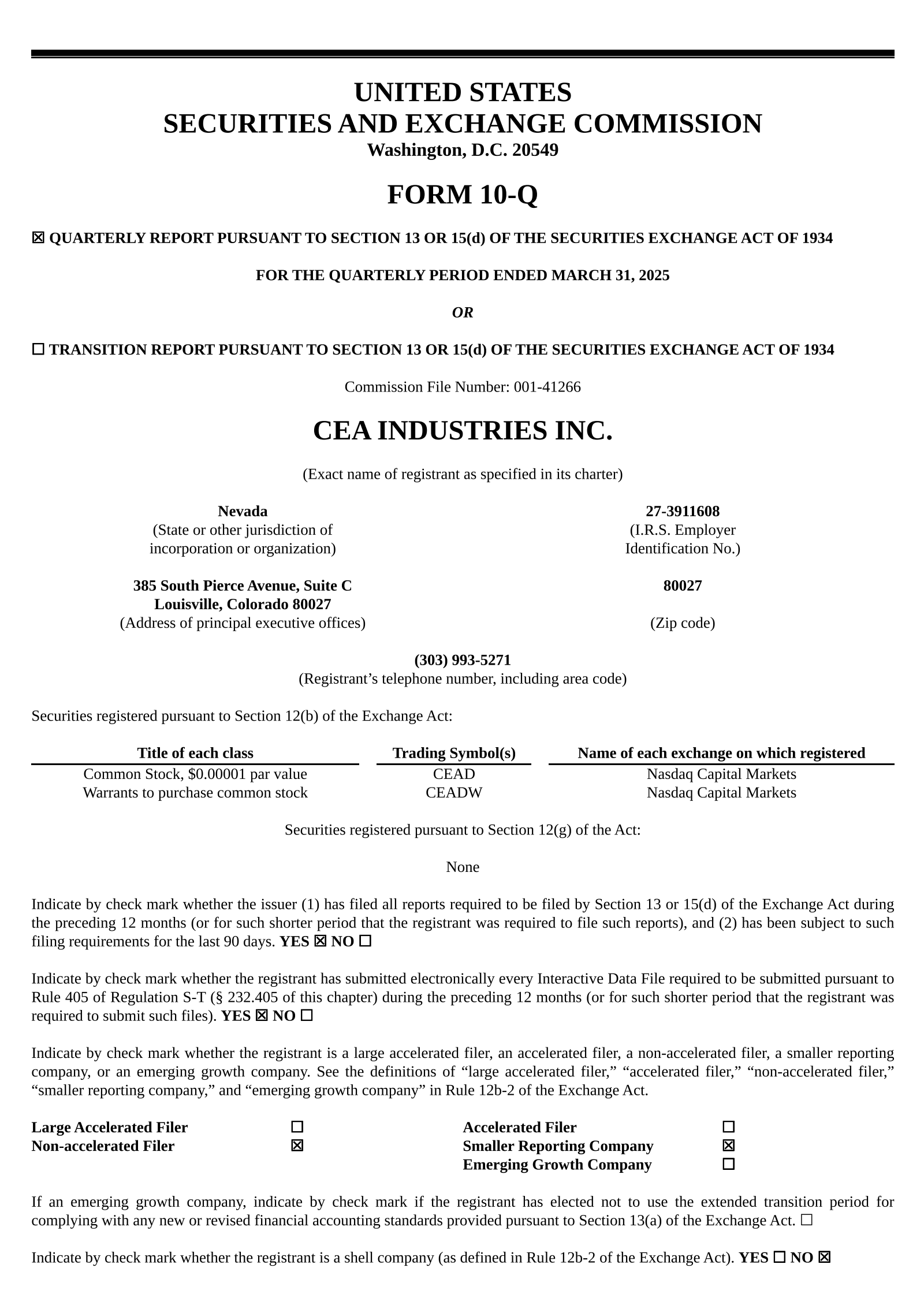 CEAD Q1 2025 Earnings Report on 5/15/2025