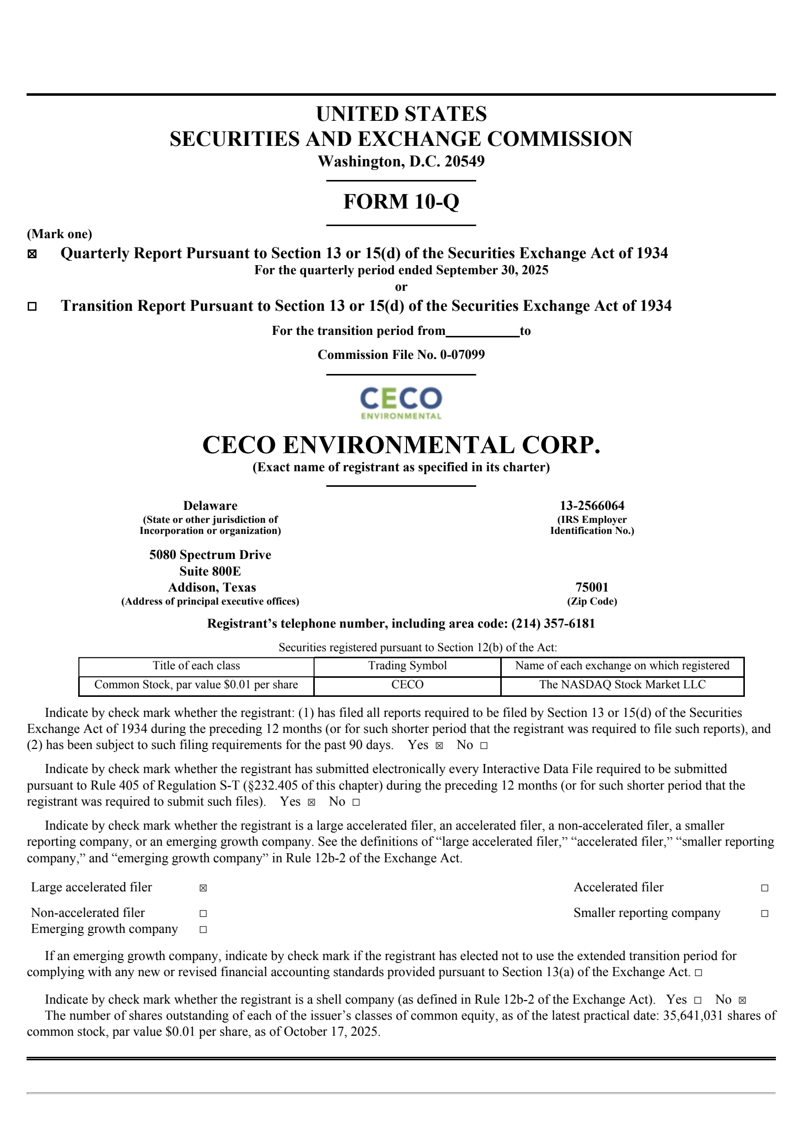 CECO Environmental's Q3 2025 Quarterly Report