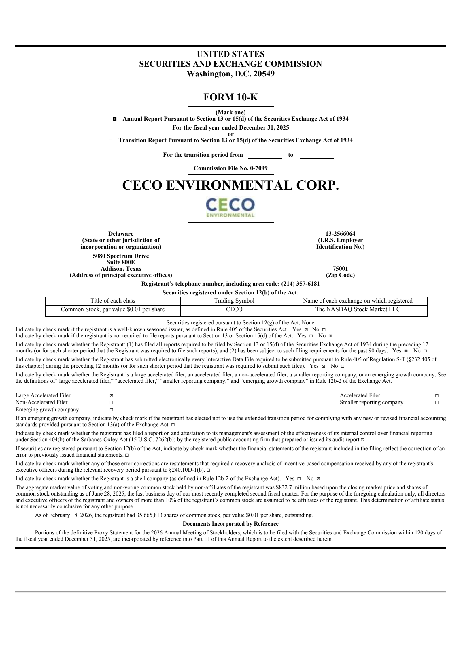 CECO Environmental's Q4 2025 Annual report