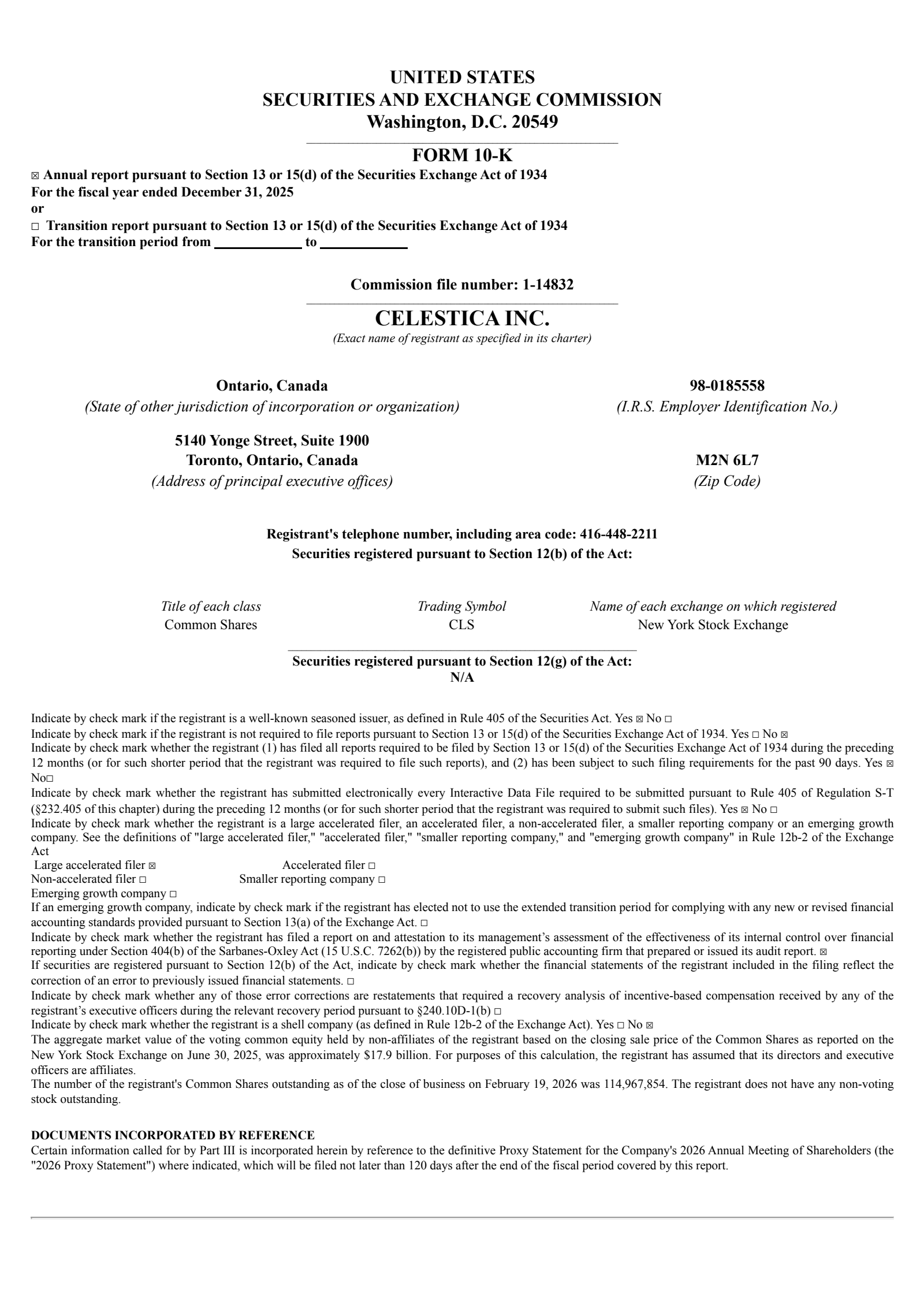 Celestica's Q4 2025 Annual report