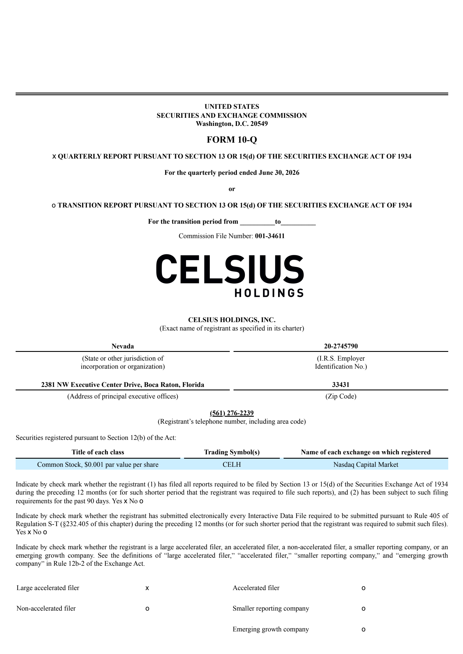 Celsius' Q2 2026 Quarterly report
