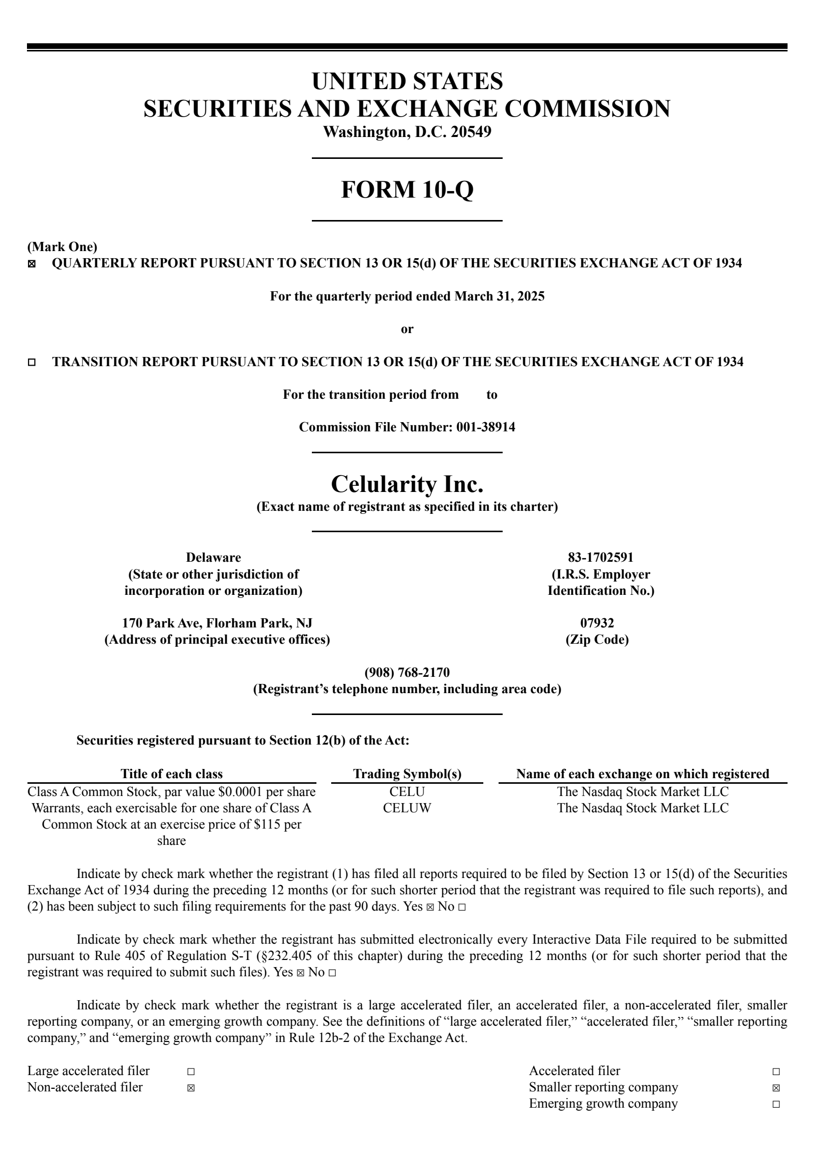 Celularity's Q1 2025 Quarterly report