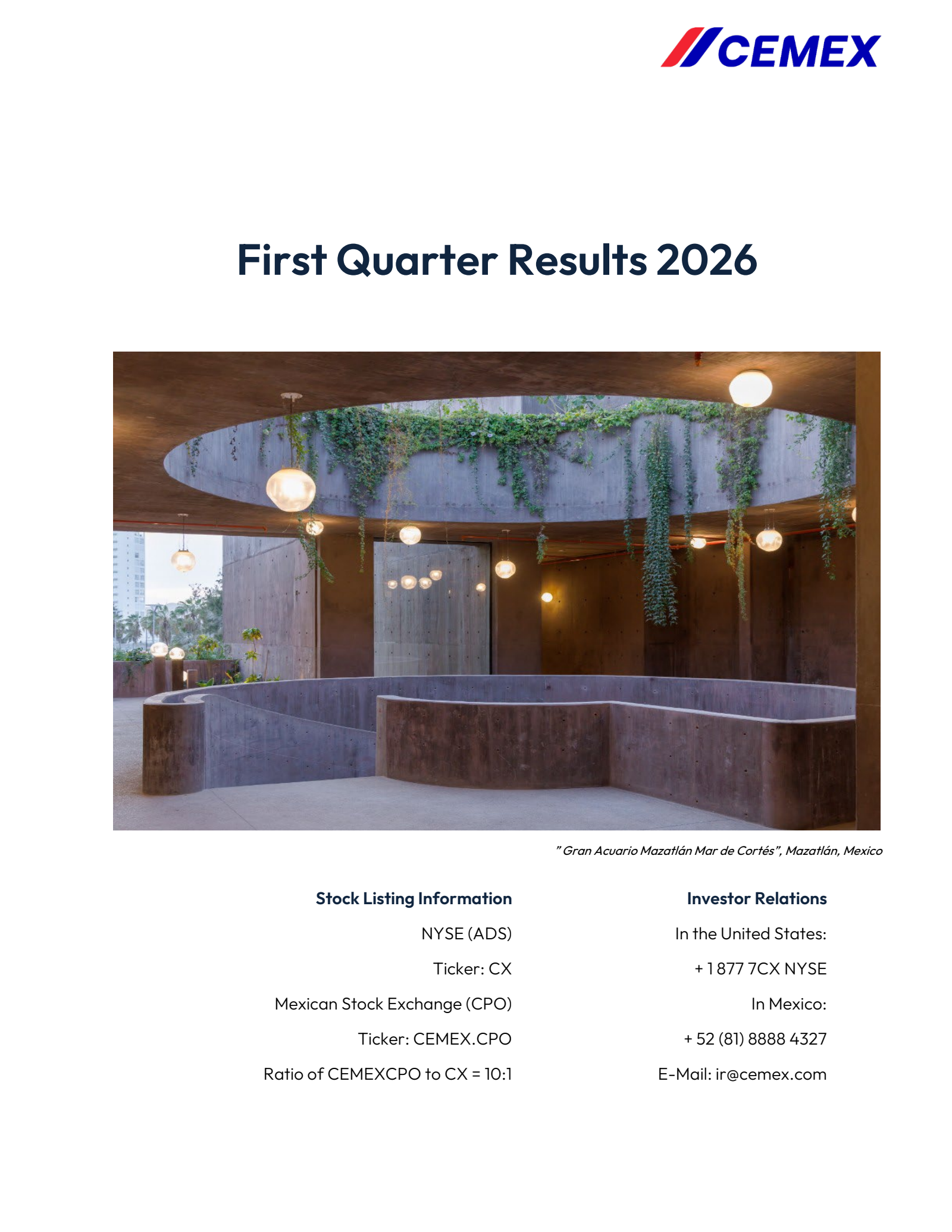 Cemex's Q1 2026 Press Release
