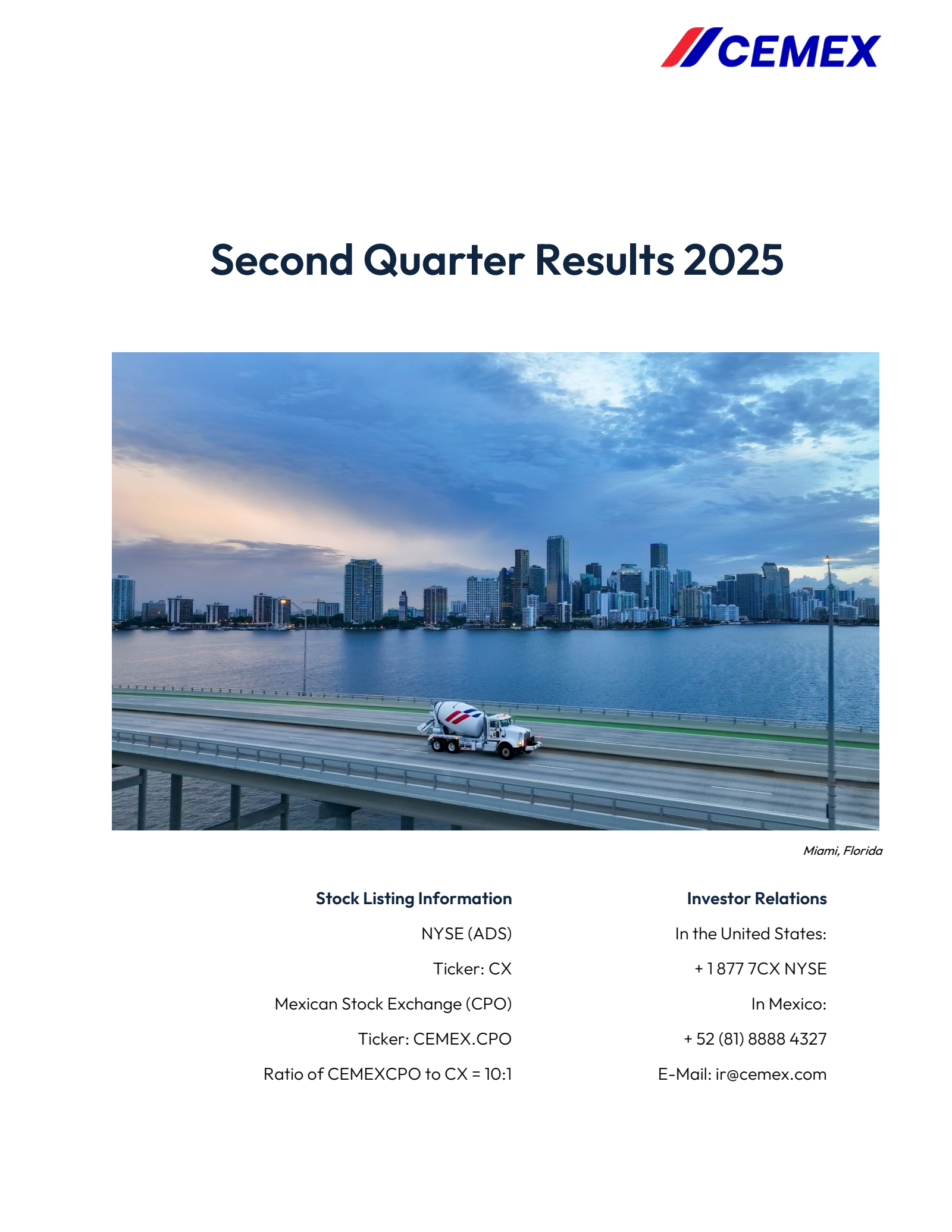 Cemex's Q2 2025 Press Release