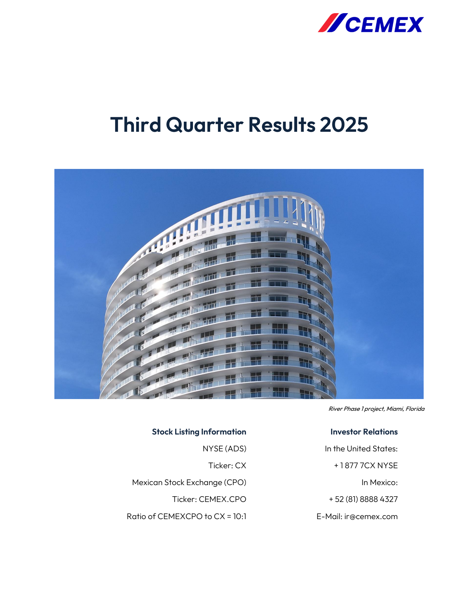 Cemex's Q3 2025 Earnings Release