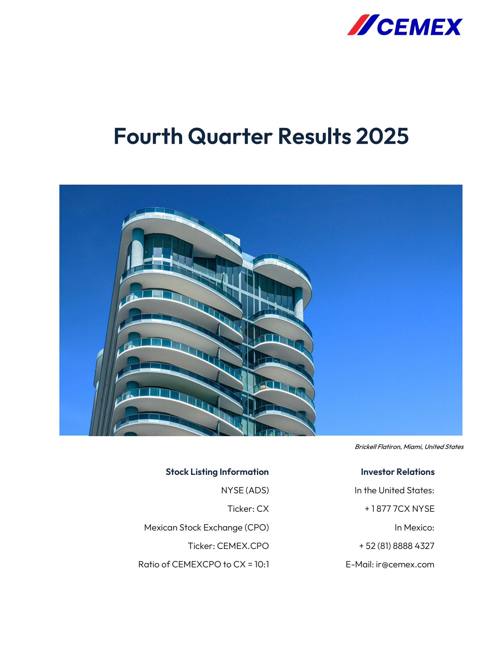 Cemex's Q4 2025 Press Release
