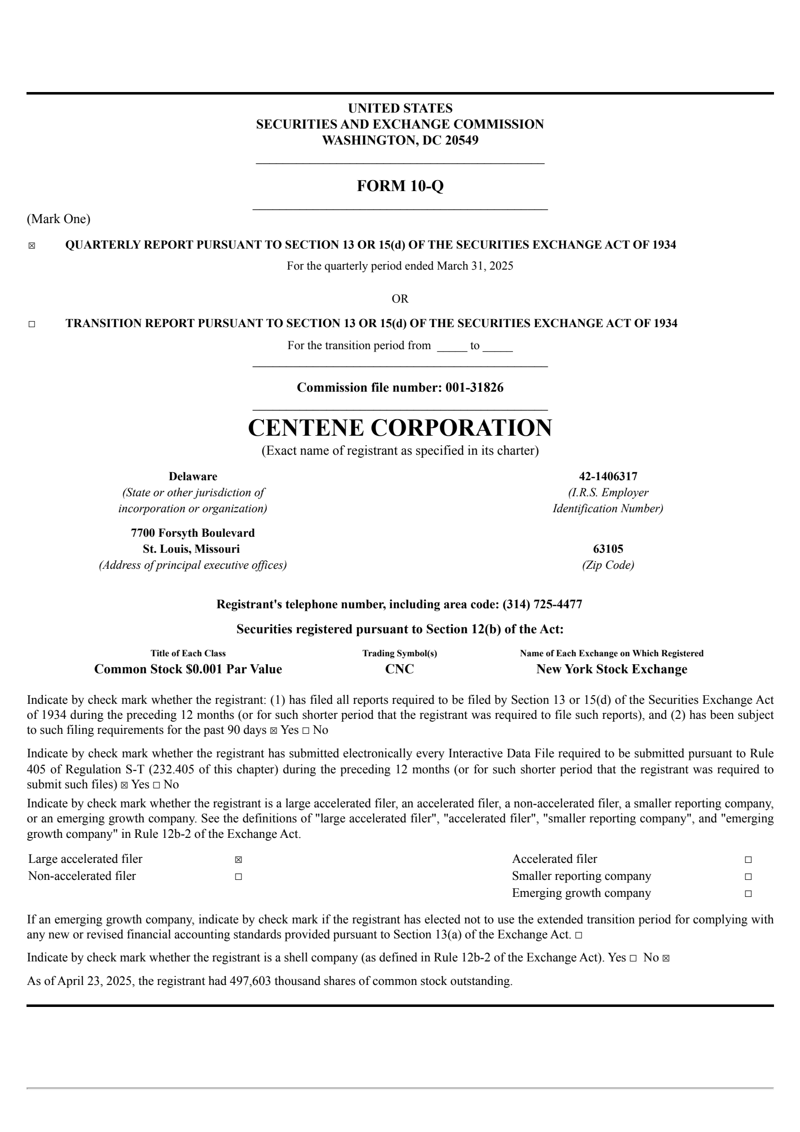 Centene's Q1 2025 Quarterly report