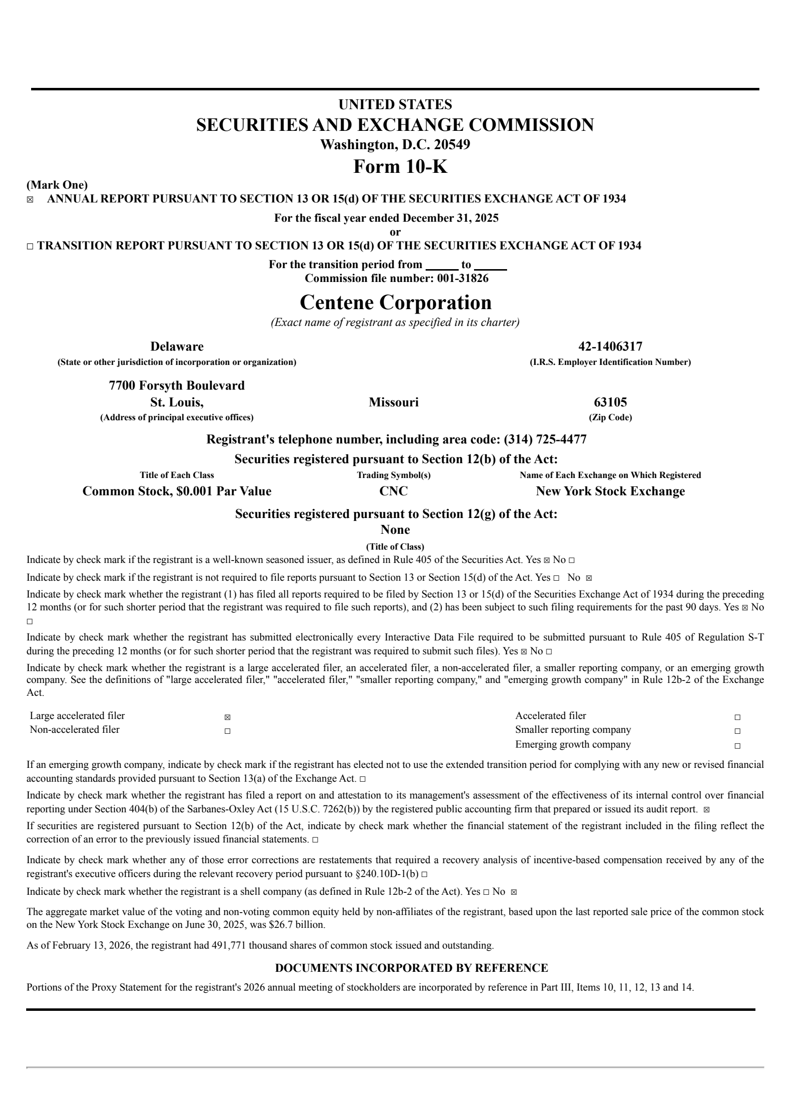 Centene's Q4 2025 Annual report