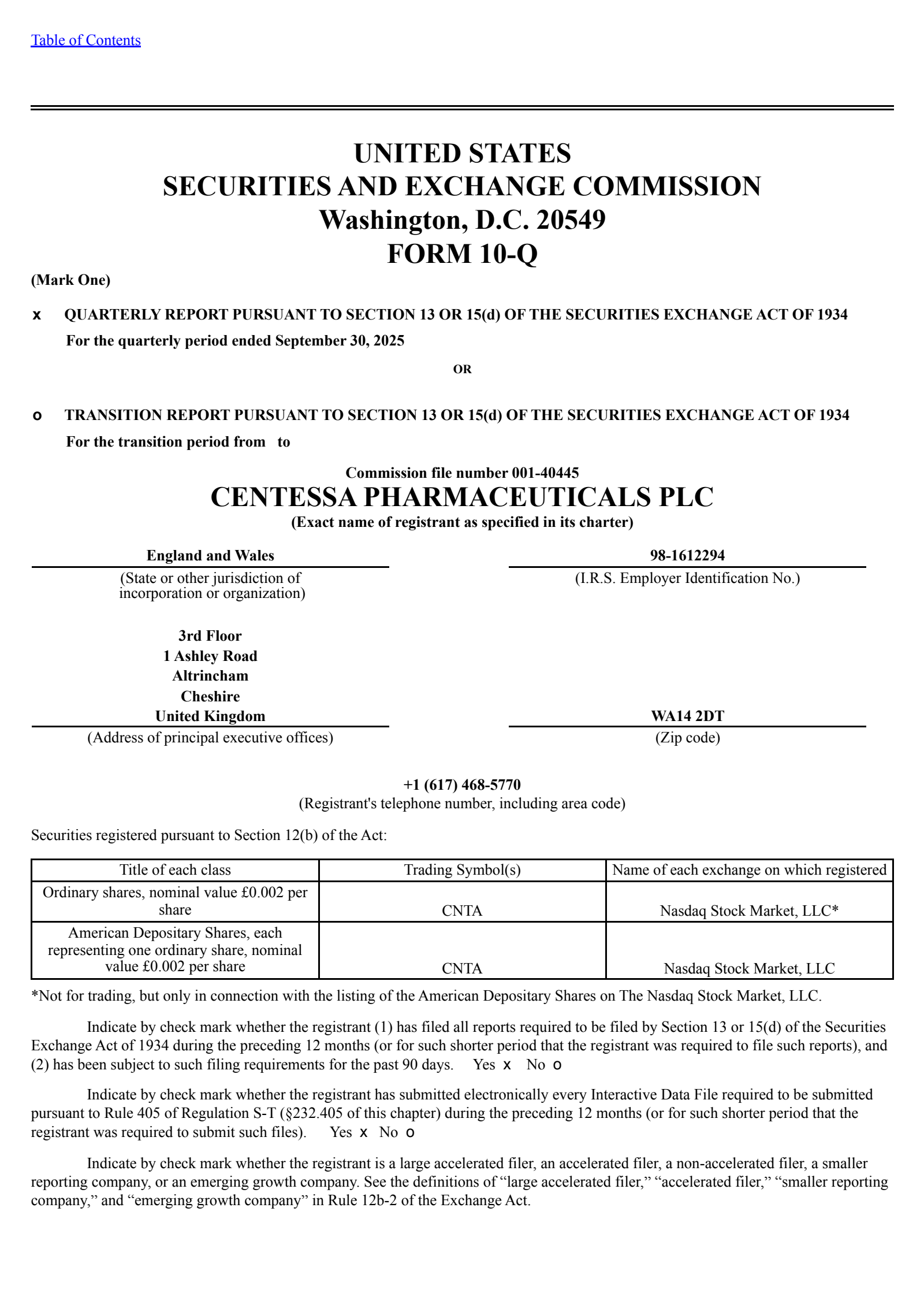 Centessa Pharmaceuticals' Q3 2025 Quarterly Report