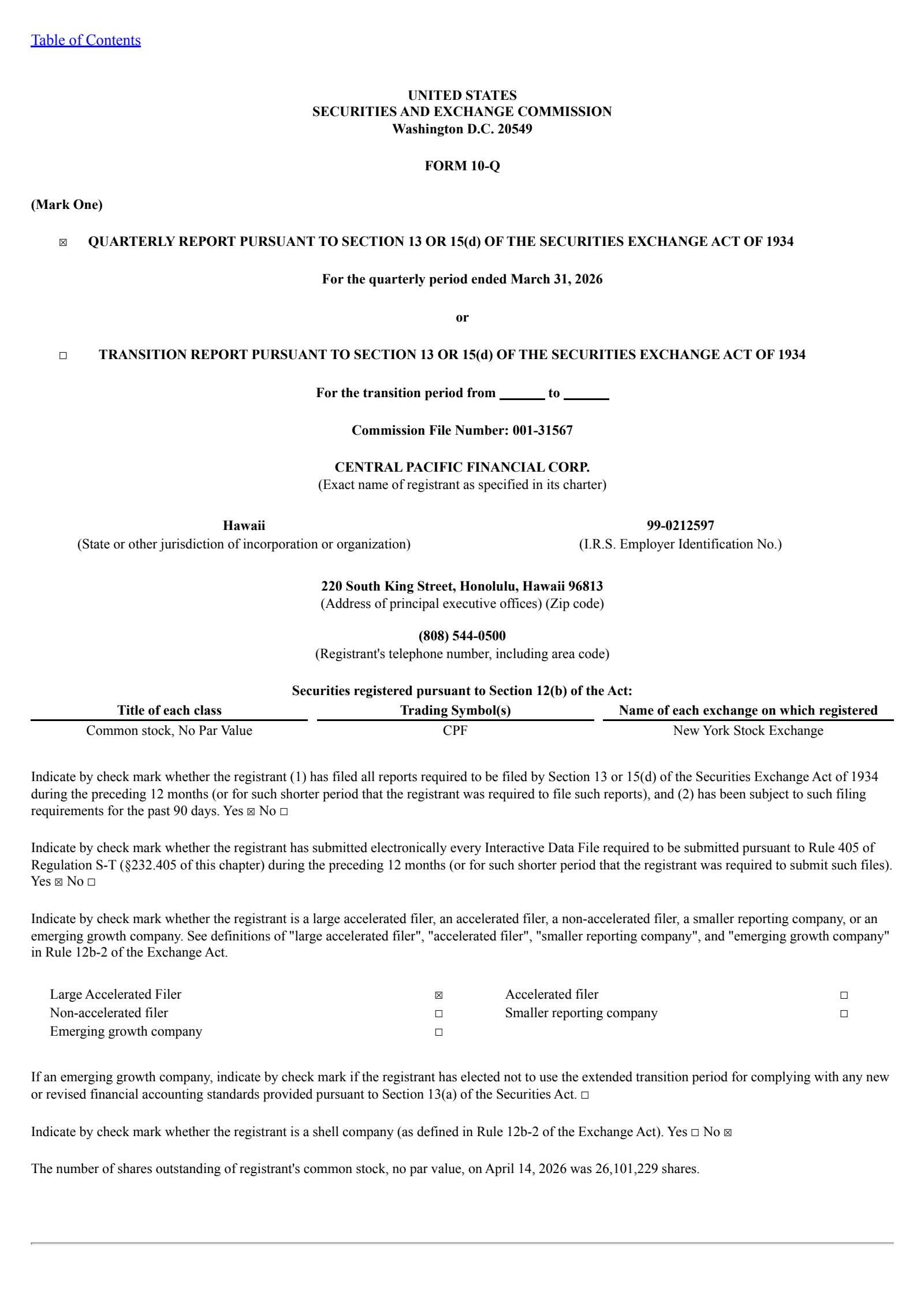 CPB's Q1 2026 Quarterly report