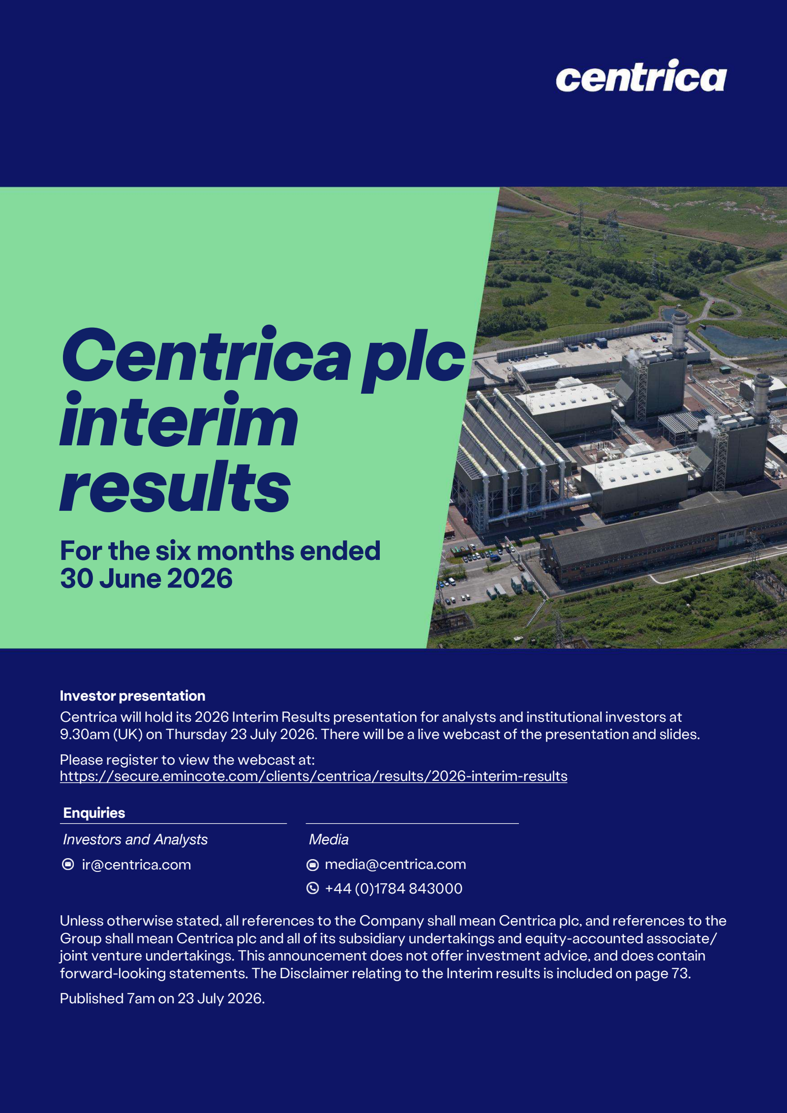 Centrica's H1 2026 Interim report