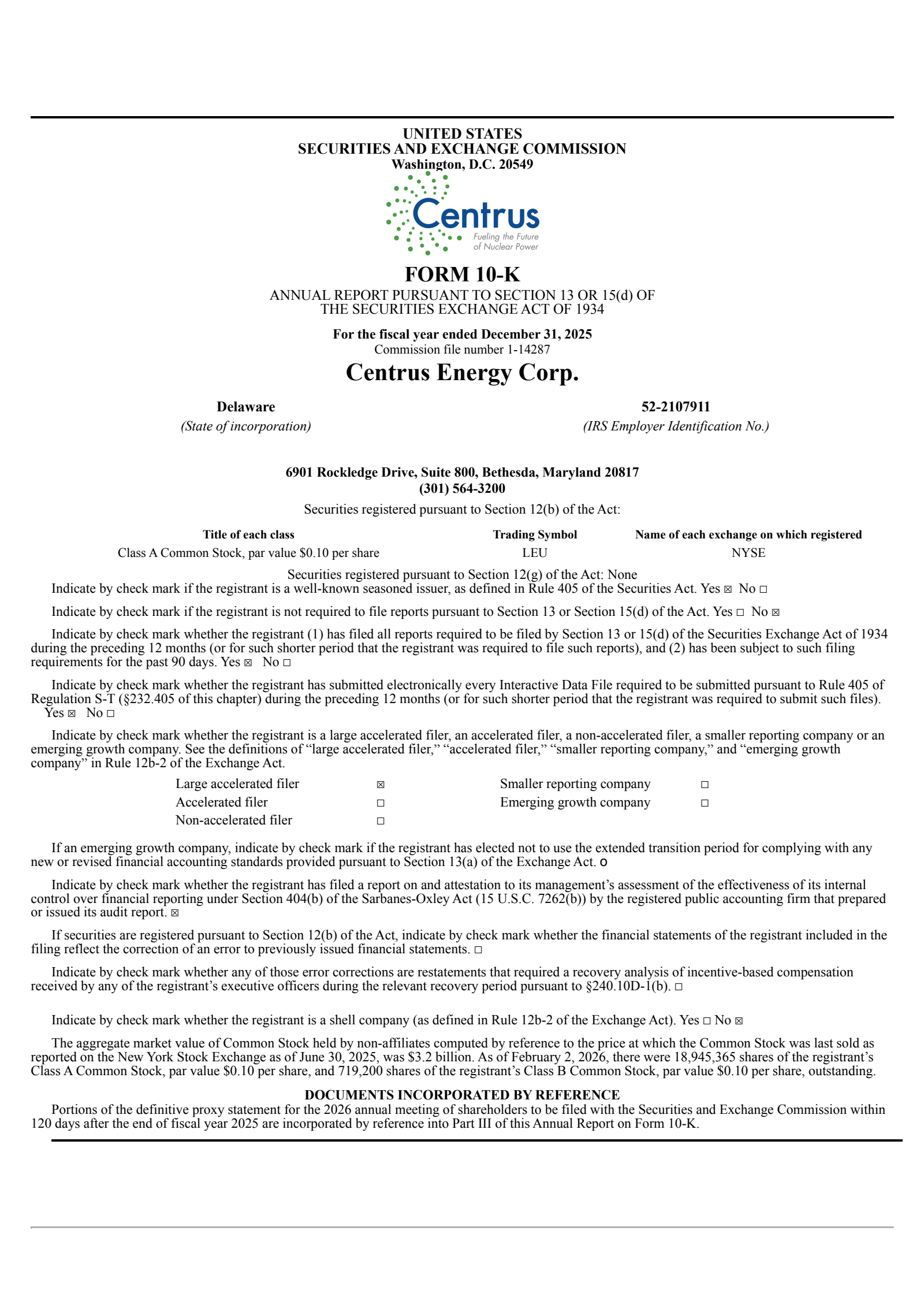 Centrus Energy's Q4 2025 Annual report