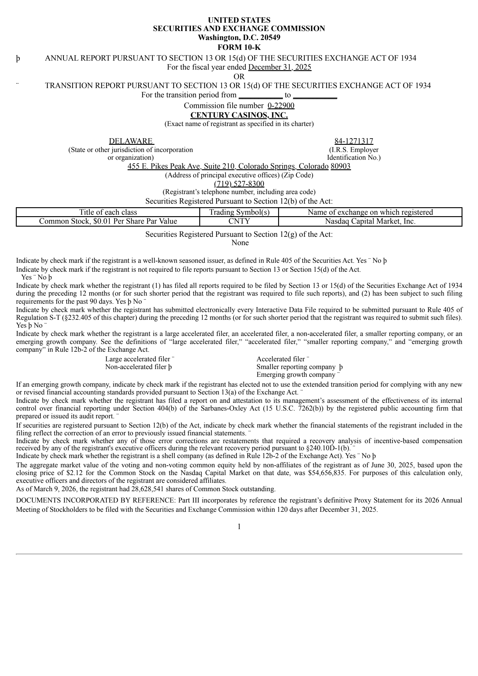 Century Casinos' Q4 2025 Annual report