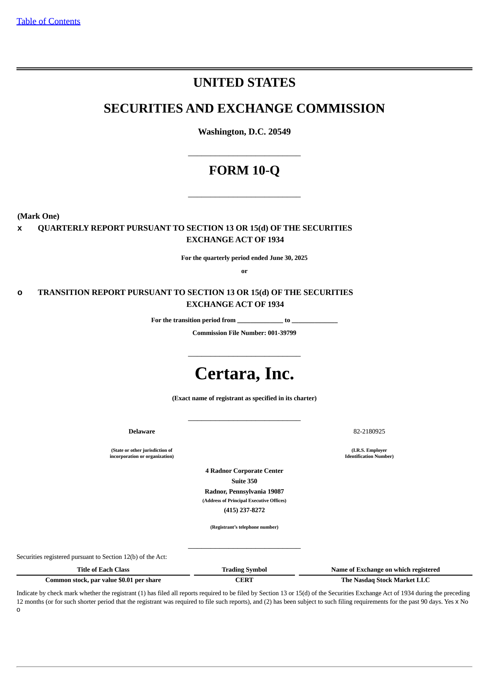 Certara's Q2 2025 Quarterly report