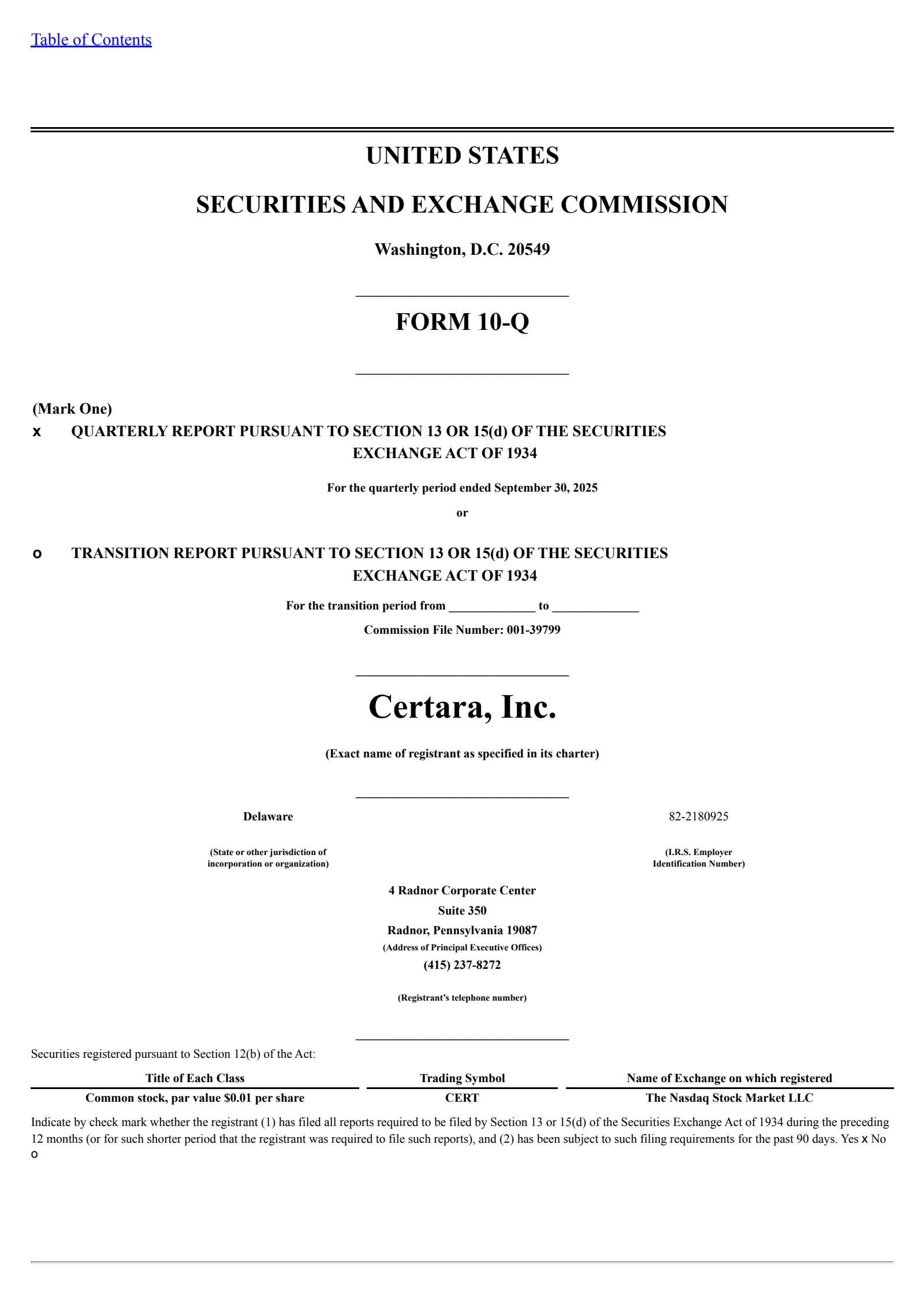 Certara's Q3 2025 Quarterly Report