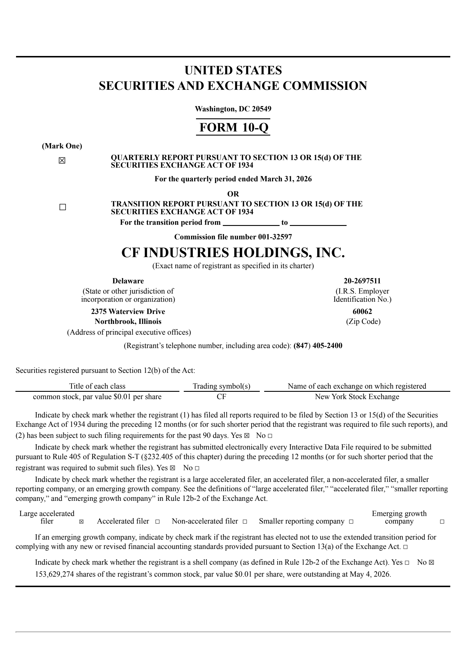 CF Industries' Q1 2026 Quarterly report