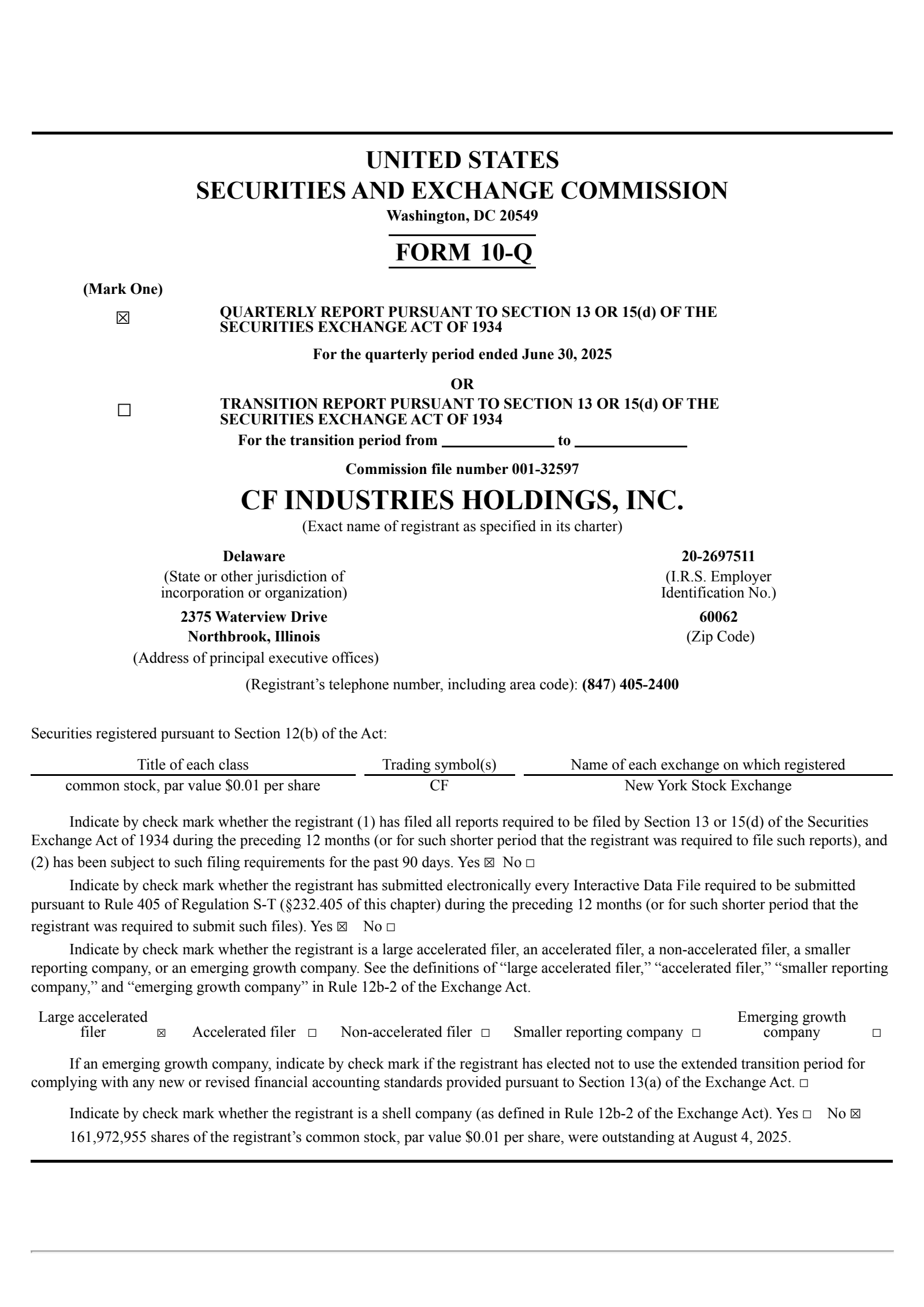 CF Industries' Q2 2025 Quarterly report