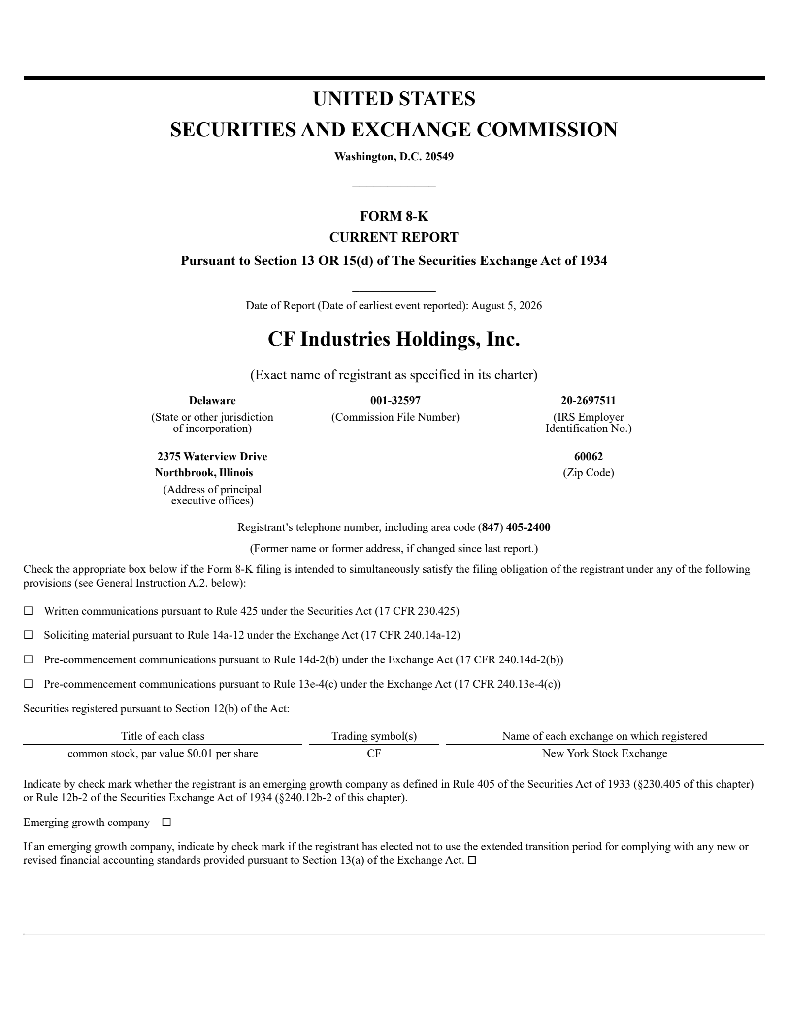 CF Industries' Q2 2026 Press Release