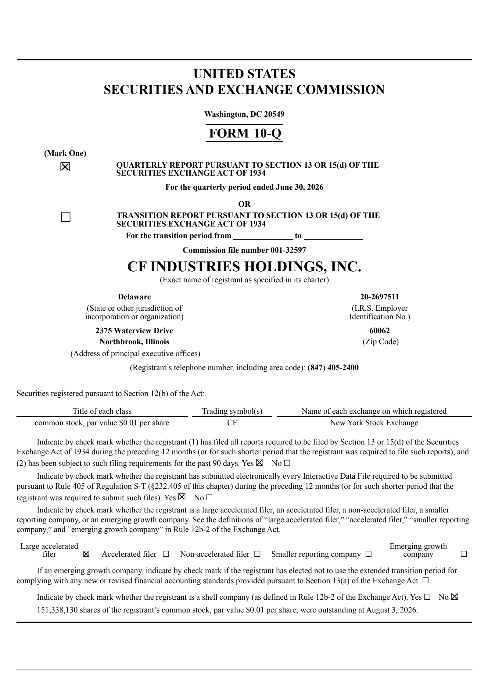 CF Industries' Q2 2026 Quarterly report