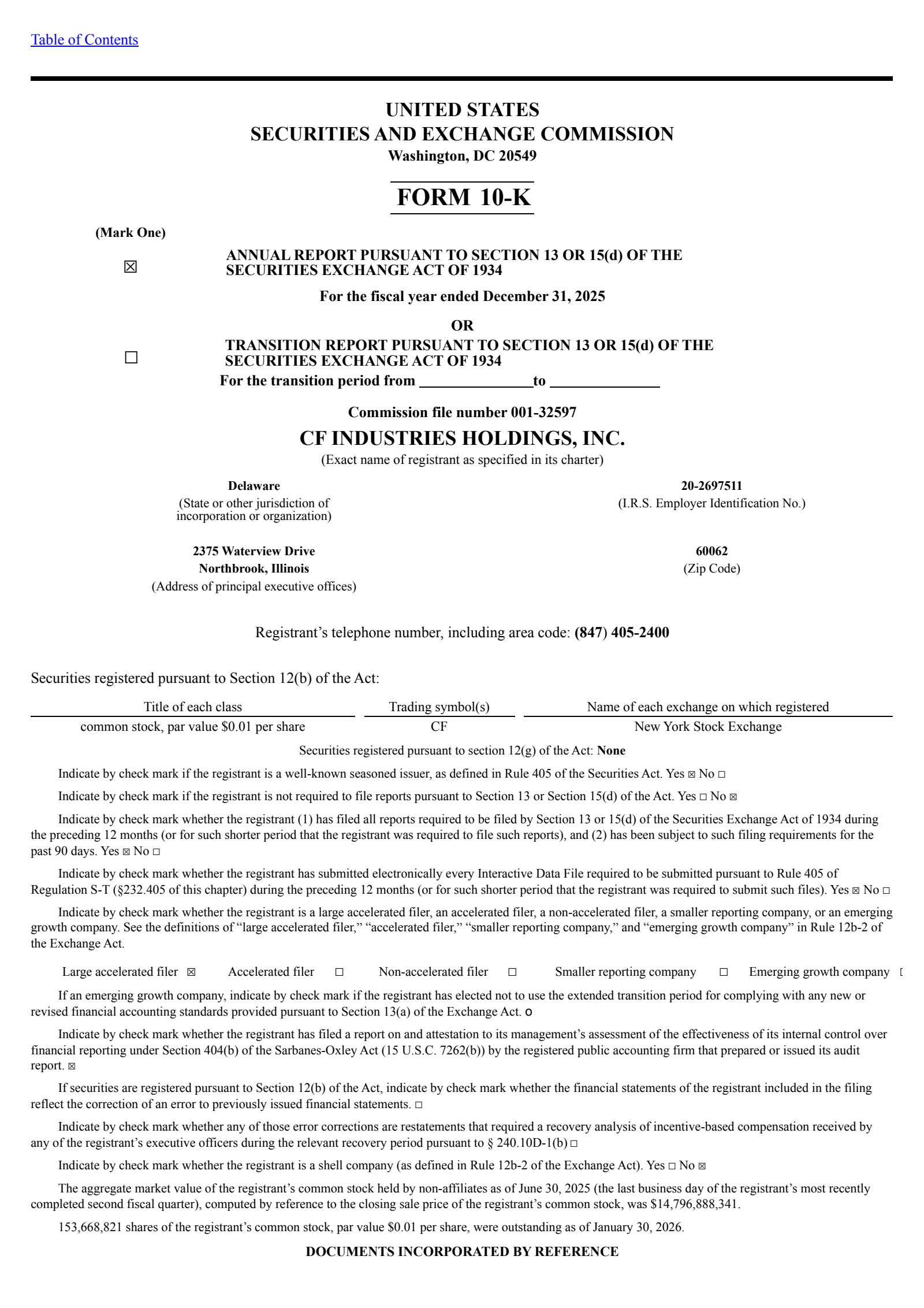 CF Industries' Q4 2025 Annual report