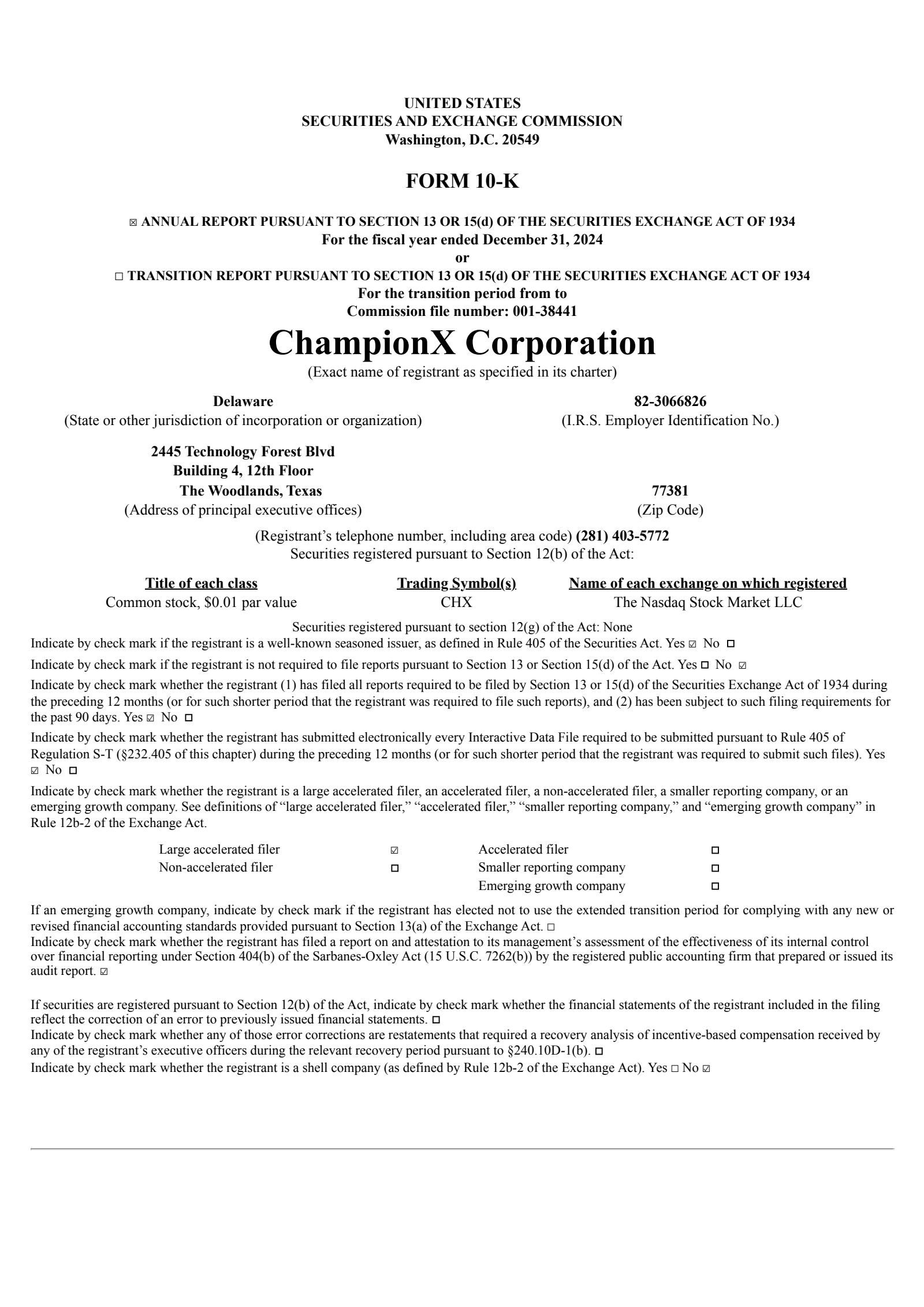 ChampionX's Q4 2024 Annual report