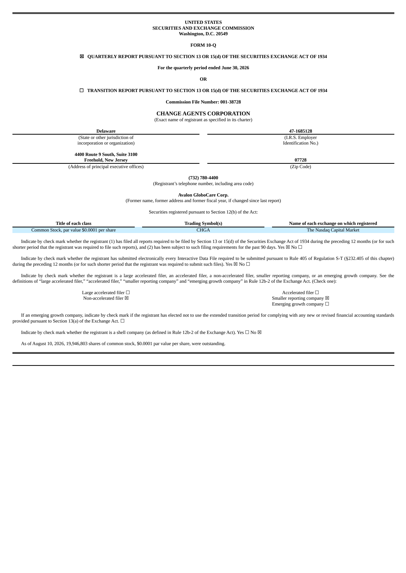 Avalon GloboCare's Q2 2026 Quarterly report