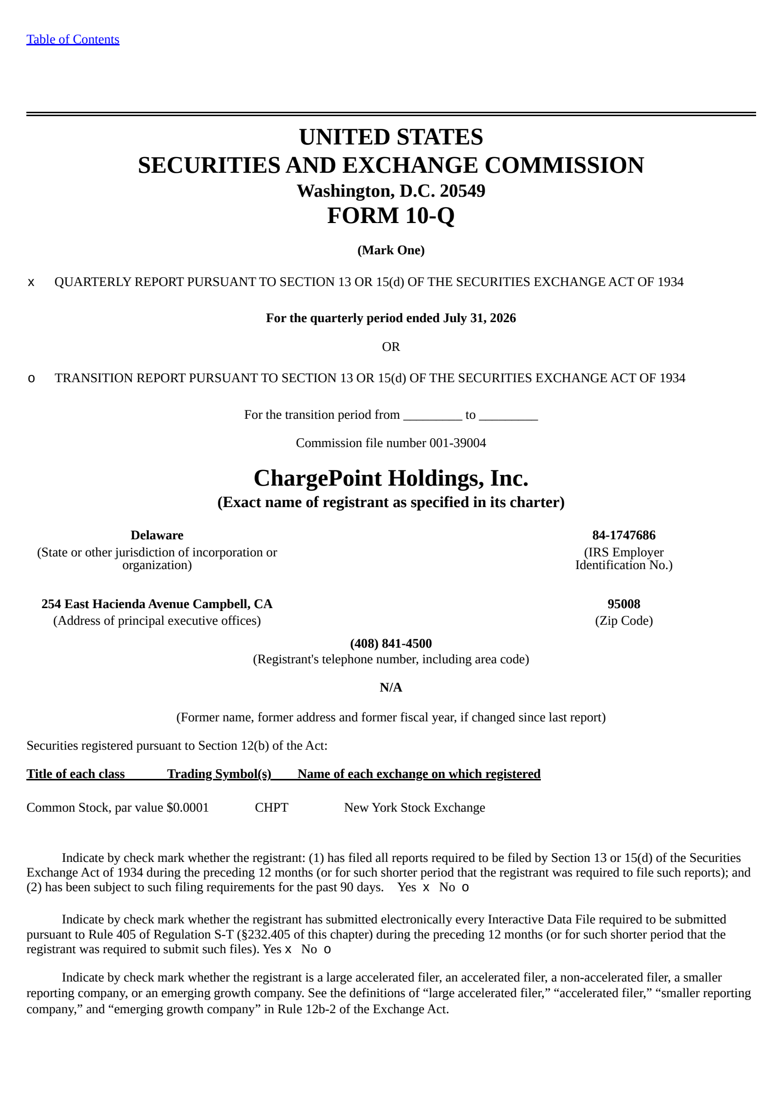 ChargePoint's Q2 2027 Quarterly report