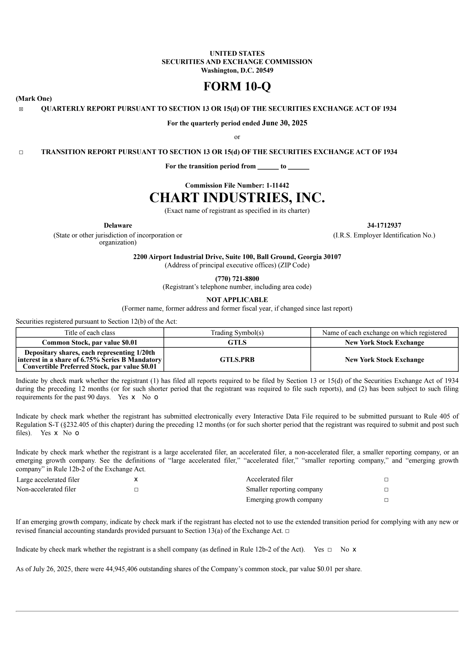 Chart Industries' Q2 2025 Quarterly report