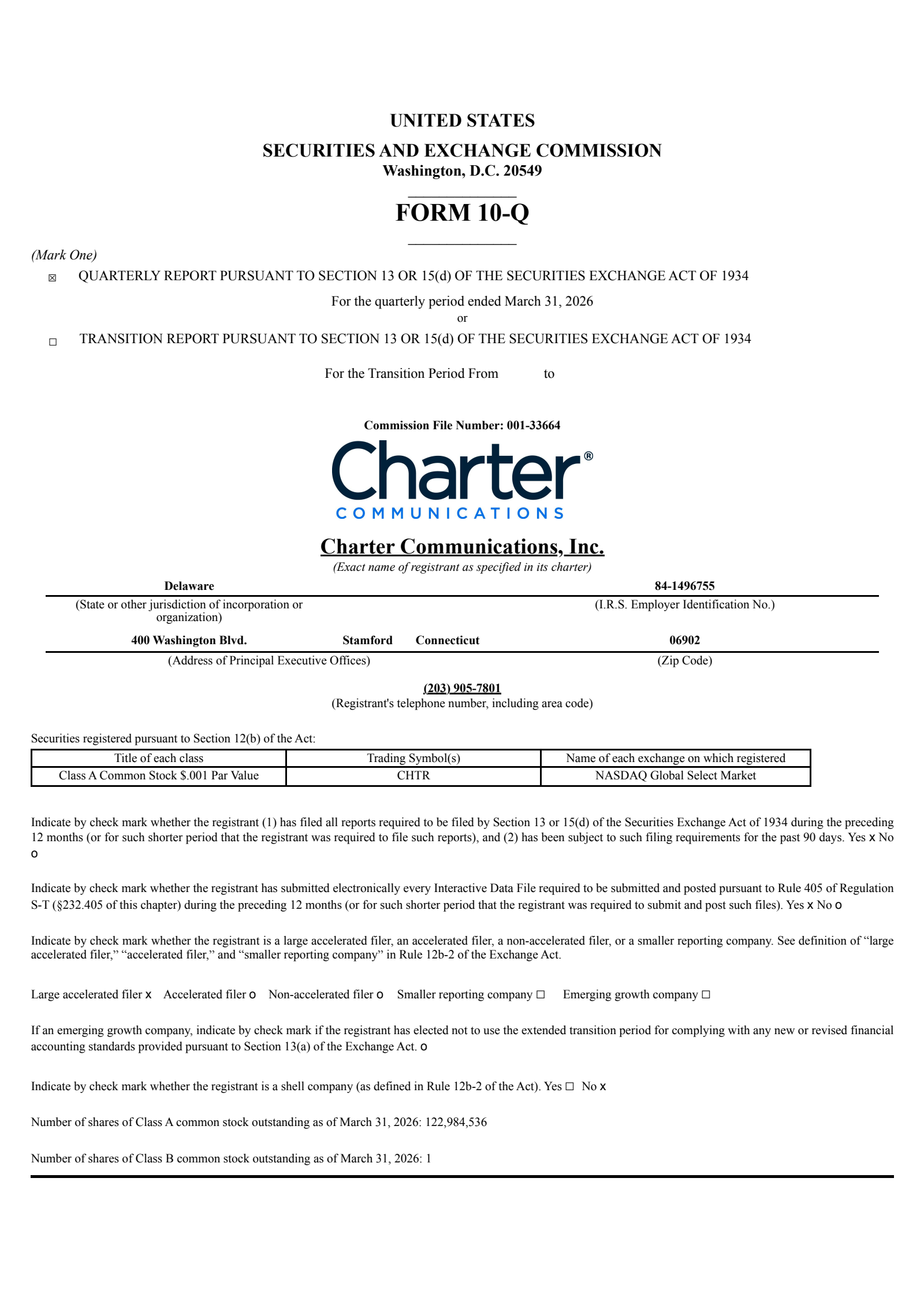 Charter Communications' Q1 2026 Quarterly report