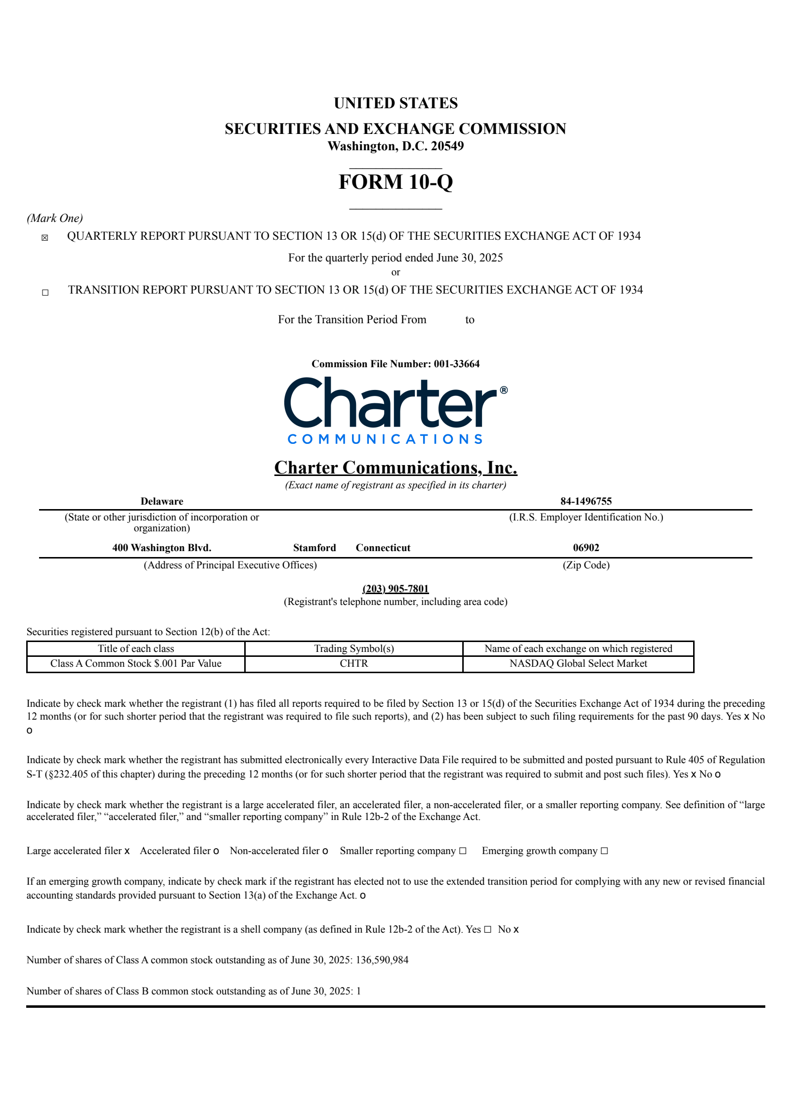 Charter Communications' Q2 2025 Quarterly report